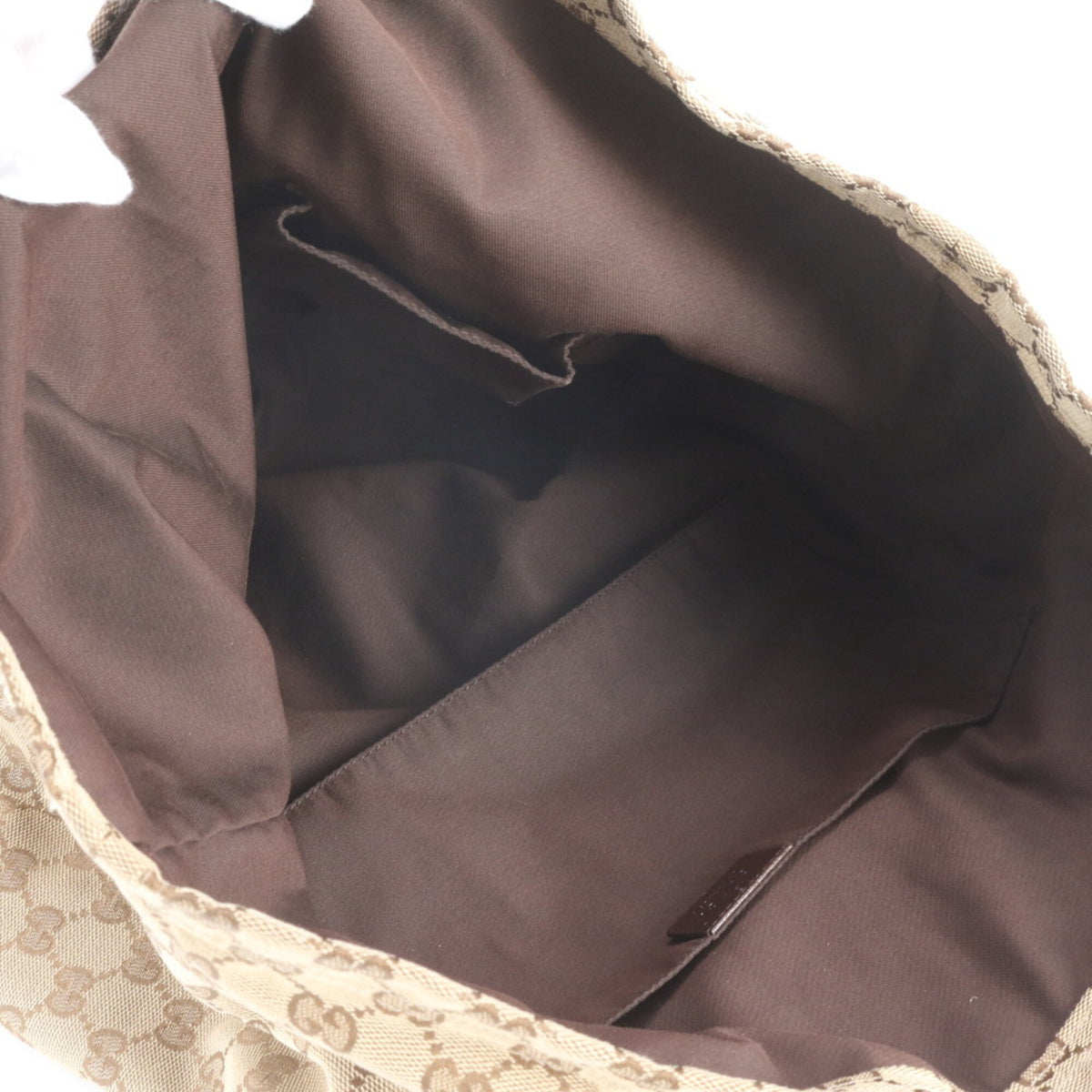 Gucci Brown Leather Canvas Shoulder Bag Tote Bag (Pre-Owned)