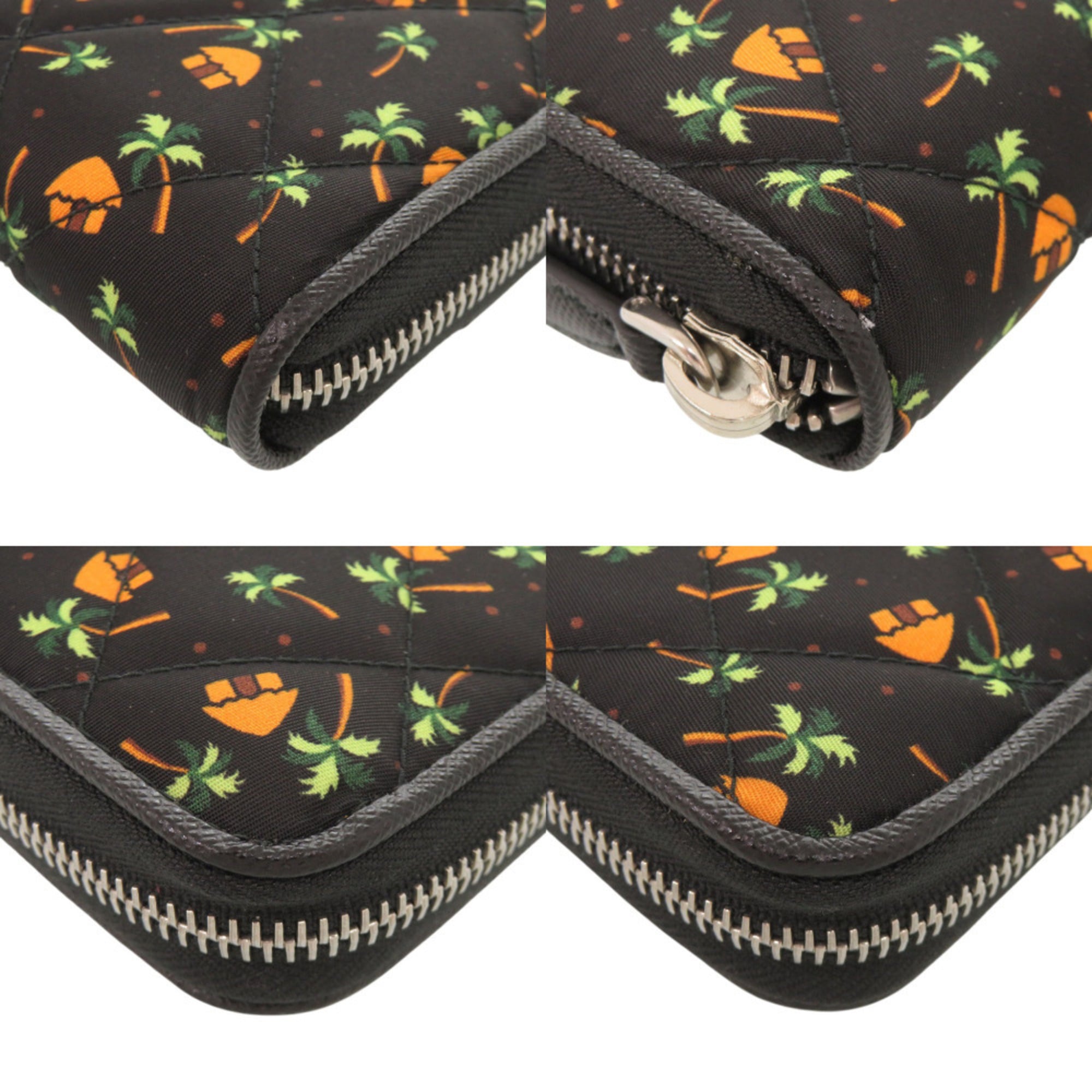 Prada Black Multi-Color Nylon Leather Saffiano Long Wallet (Bi-Fold) (Pre-Owned)