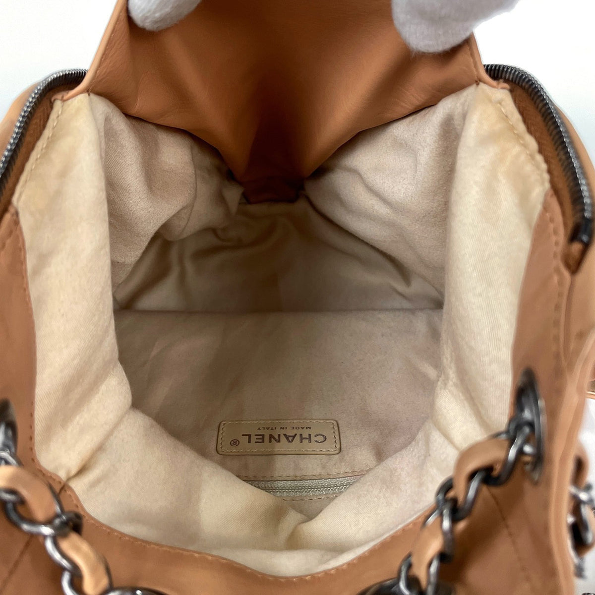 Chanel Matelasse Beige Leather Backpack (Pre-Owned)