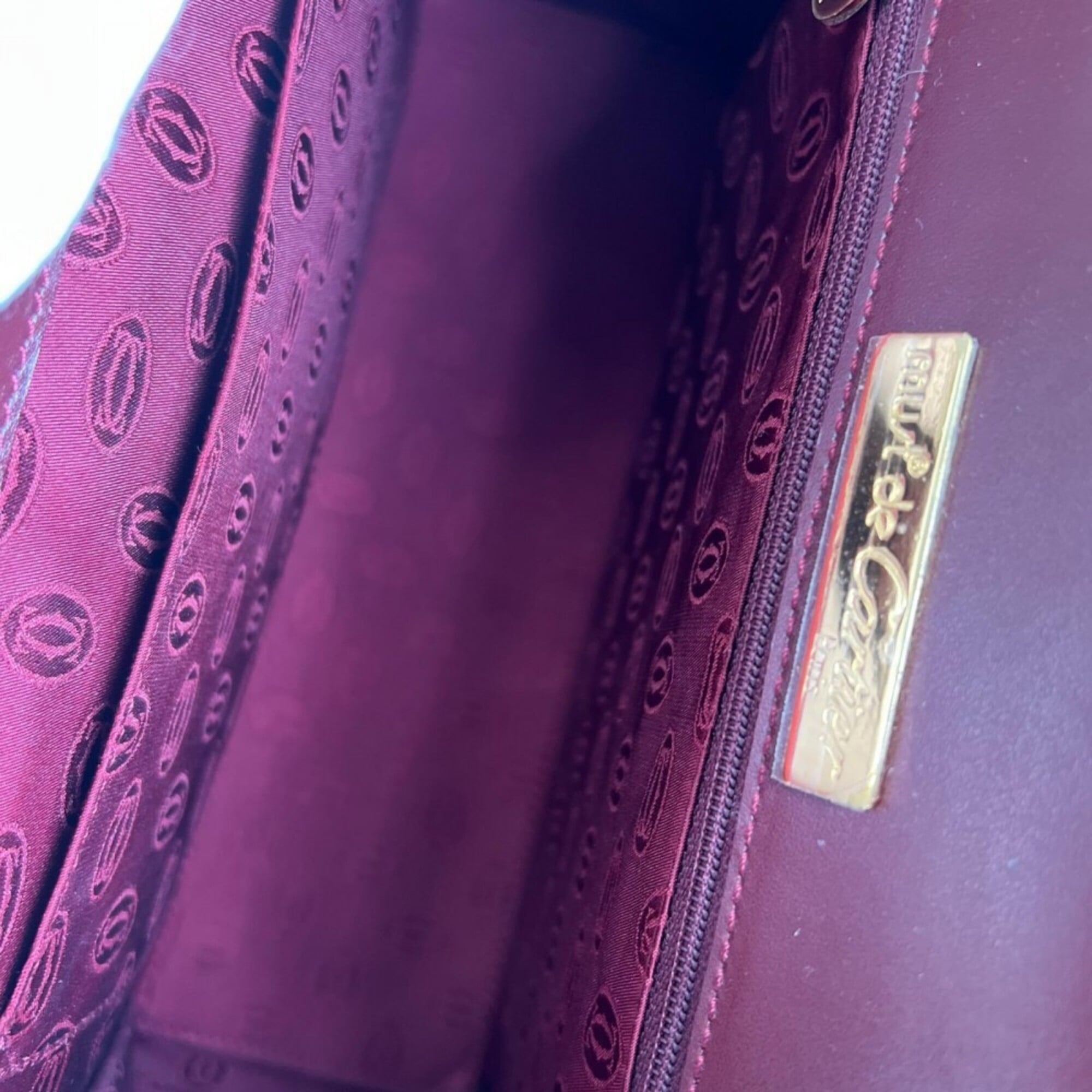 Cartier Bordeaux Leather Handbag (Pre-Owned)