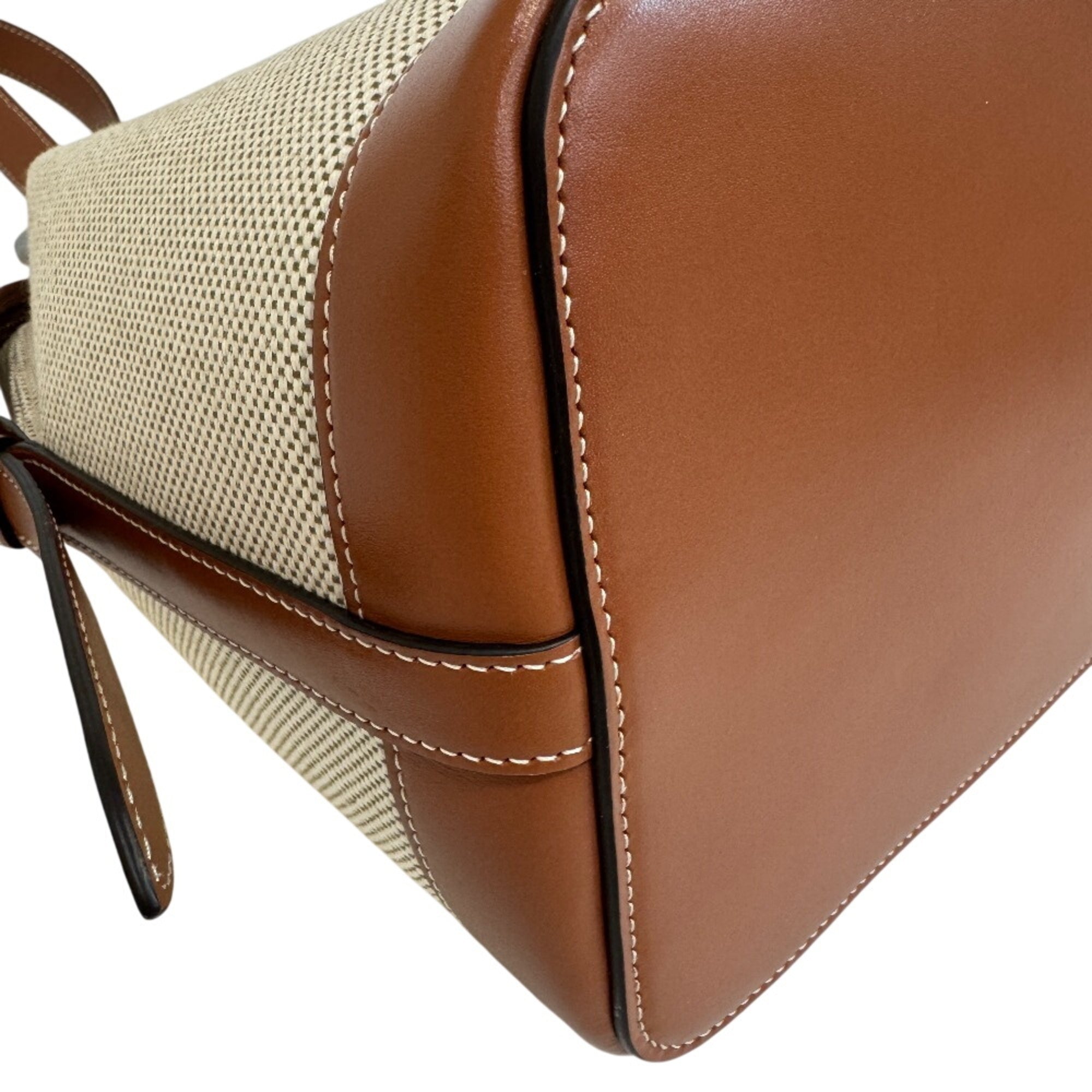 Celine Beige Brown Canvas Leather Shoulder Bag (Pre-Owned)