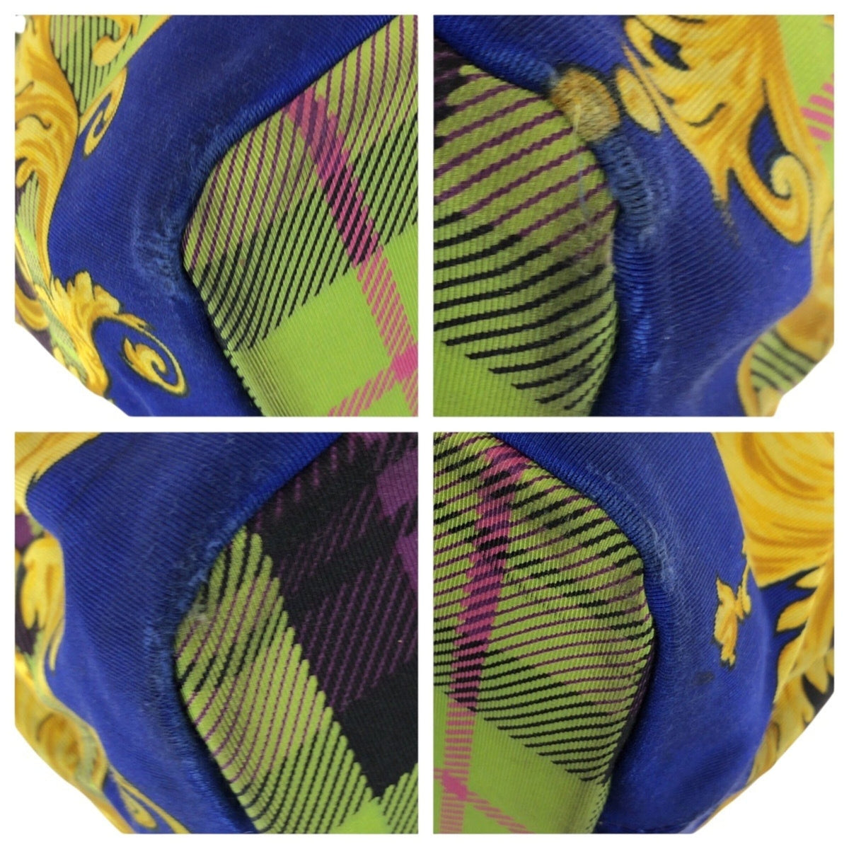 Versace Blue Green Yellow Canvas Shoulder Bag Tote Bag (Pre-Owned)