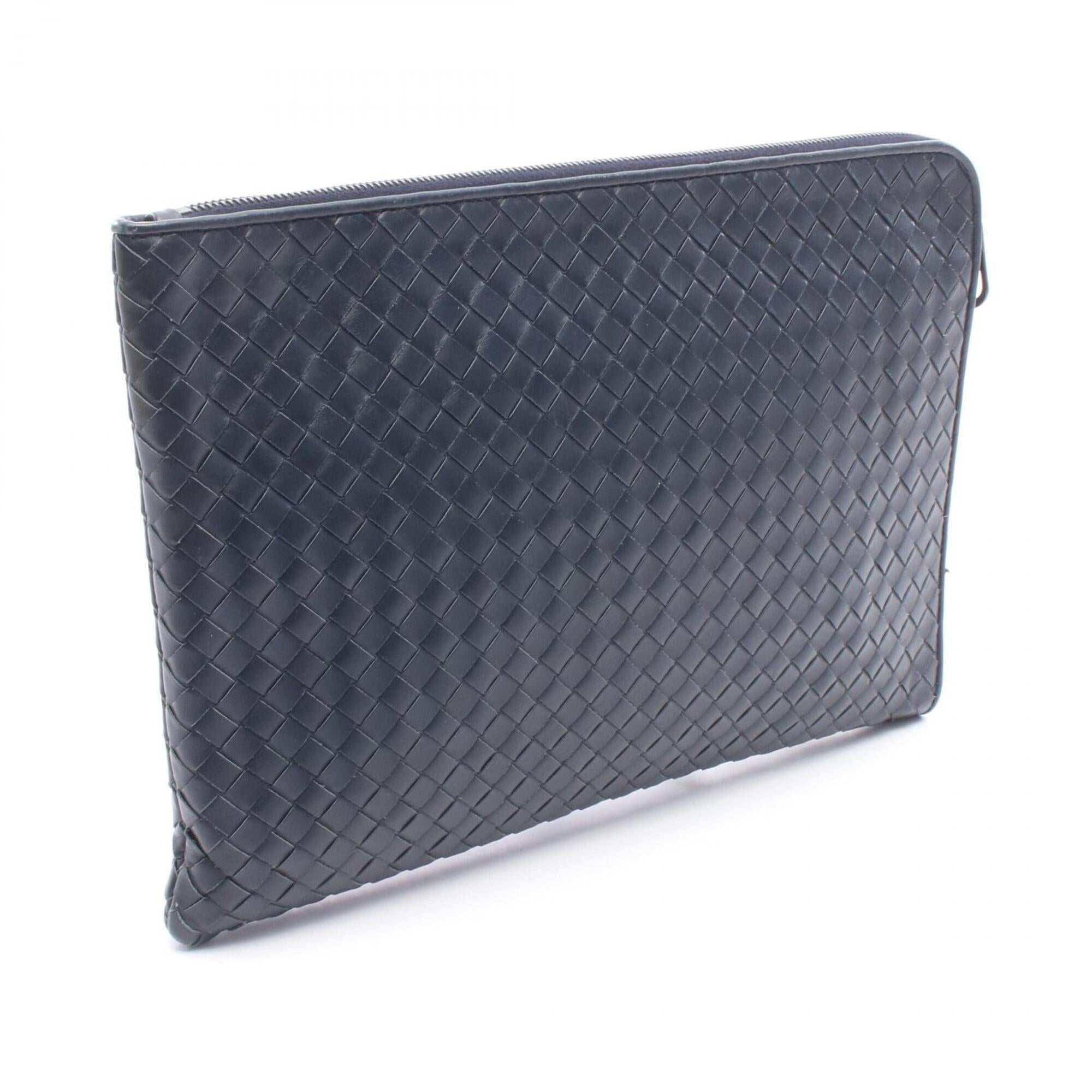 Bottega Veneta Navy Leather Clutch Bag Handbag (Pre-Owned)