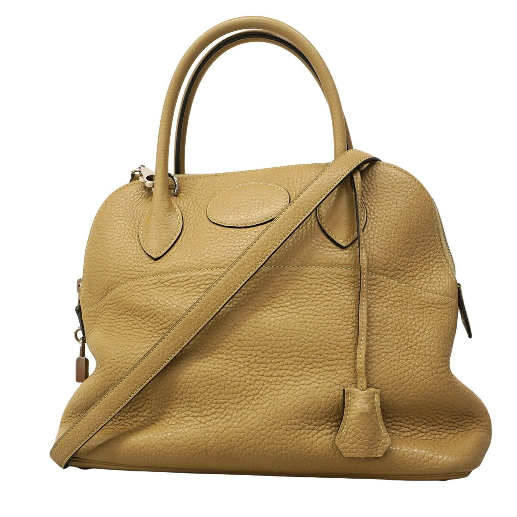 Hermes Beige Taurillon Clemence Leather Handbag (Pre-Owned)