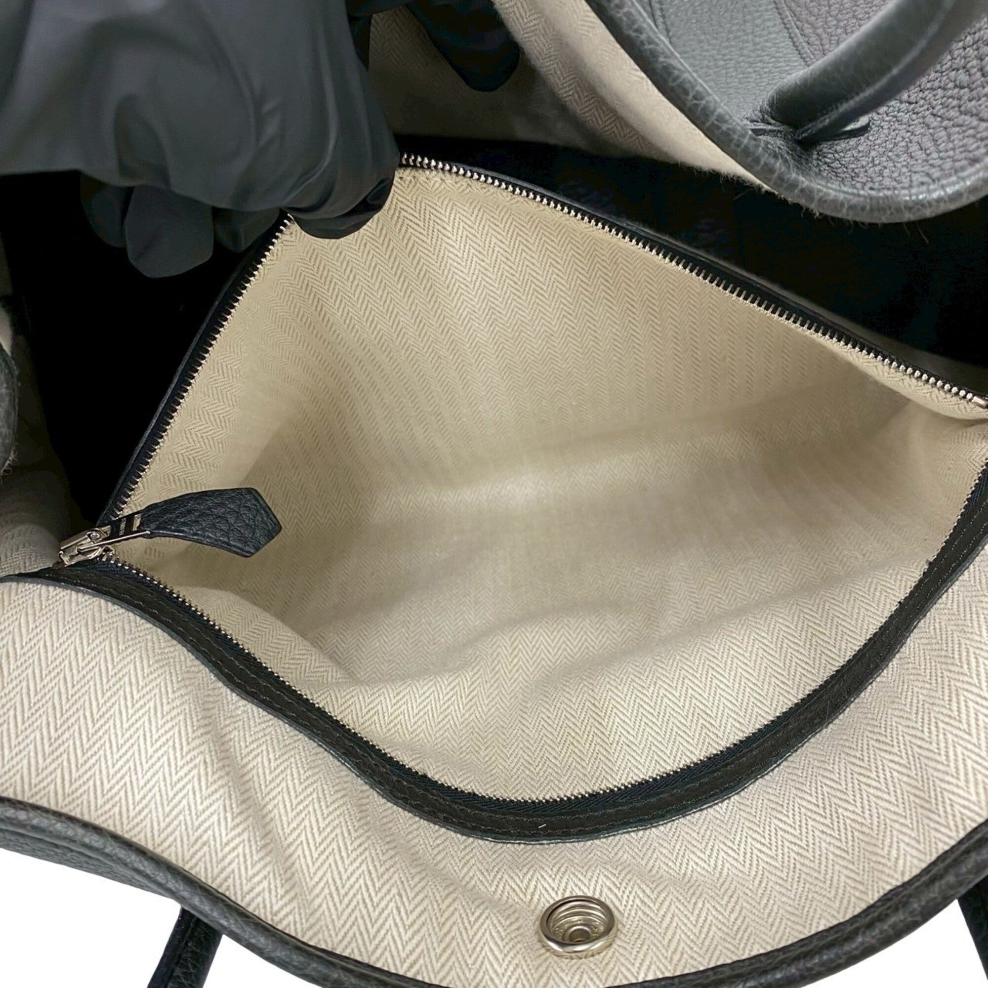 Hermes Black Negonda Leather Handbag Tote Bag (Pre-Owned)