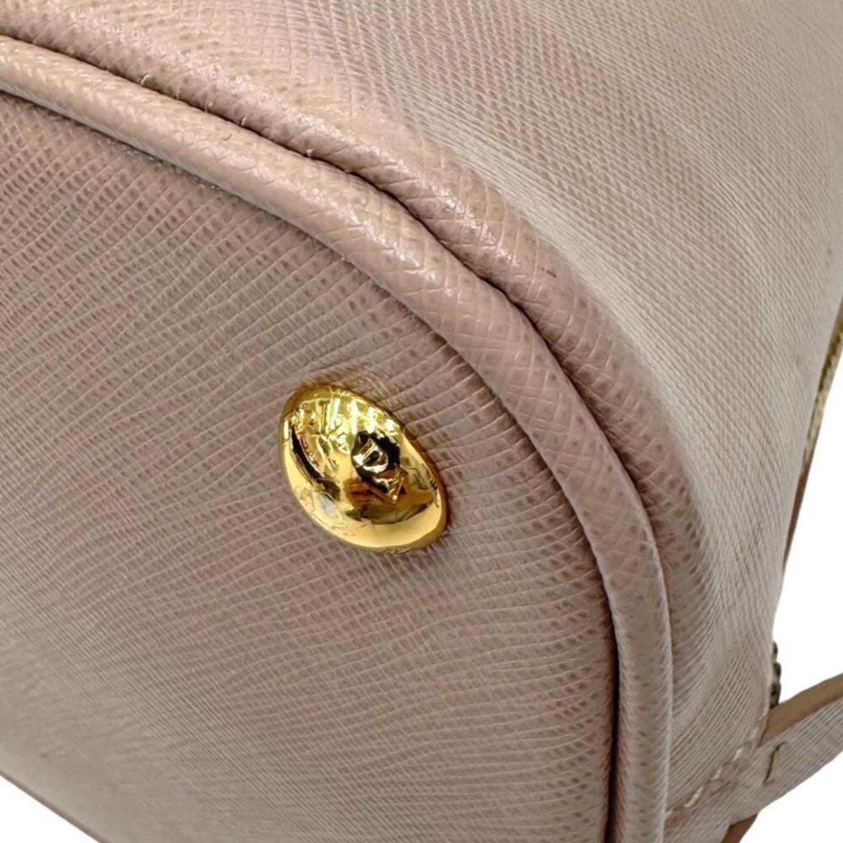 Prada Saffiano Pink Beige Leather Handbag Shoulder Bag (Pre-Owned)