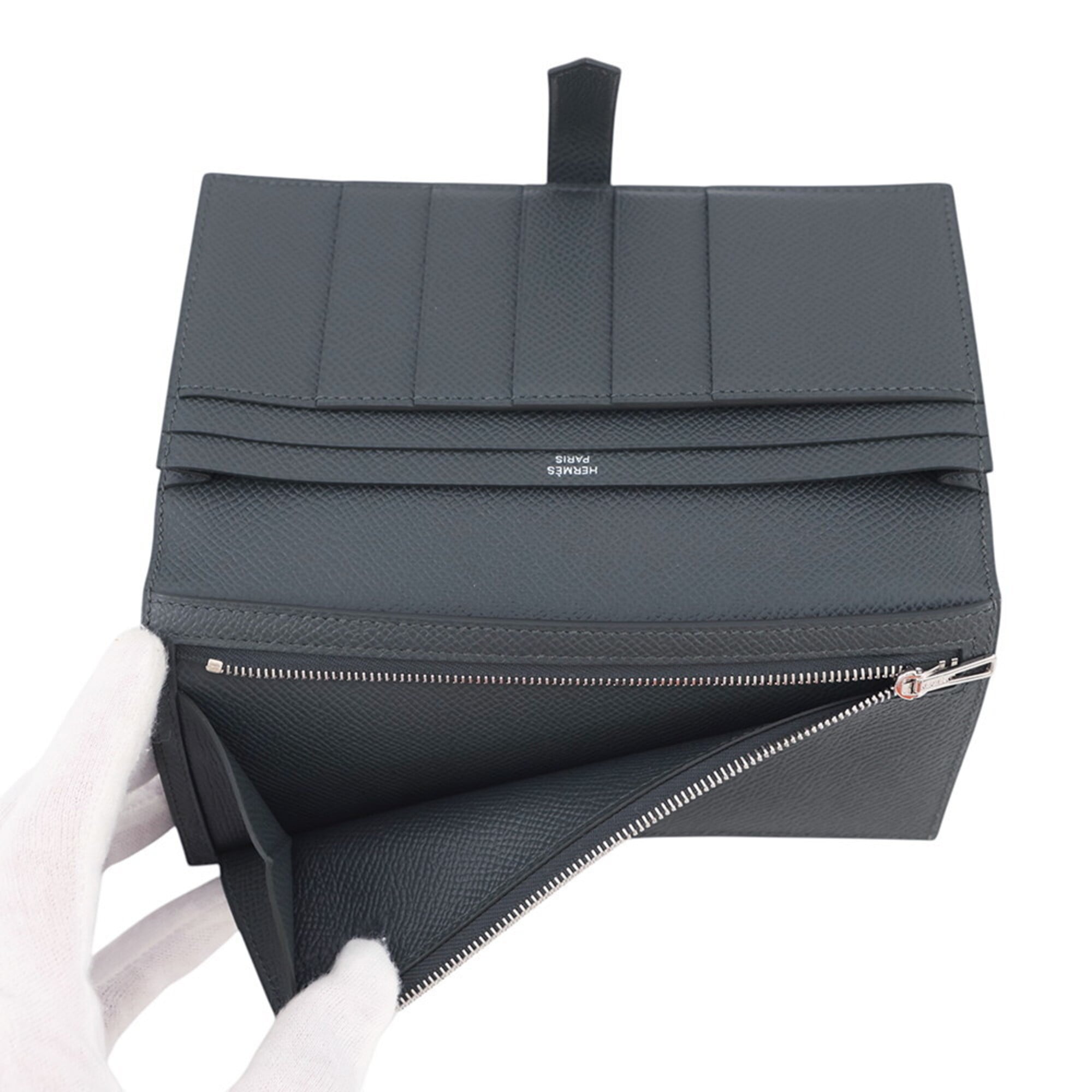 Hermes Gray Epsom Leather Long Wallet (Bi-Fold) (Pre-Owned)