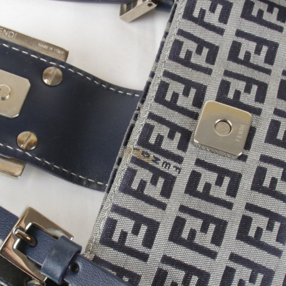 Fendi Zucchino Navy Canvas Tote Bag (Pre-Owned)