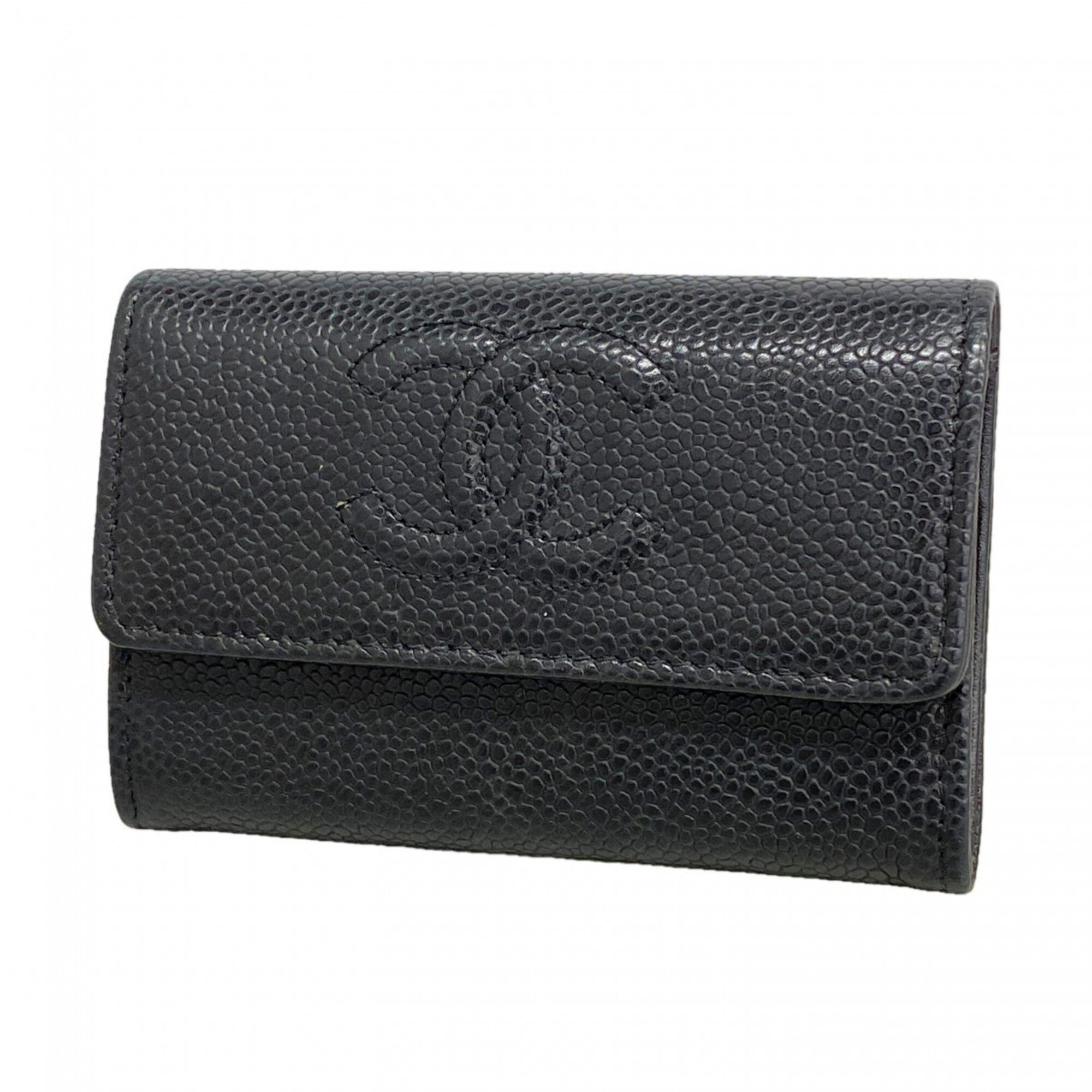 Chanel Black Grained Calfskin Coin Purse/Coin Case (Pre-Owned)