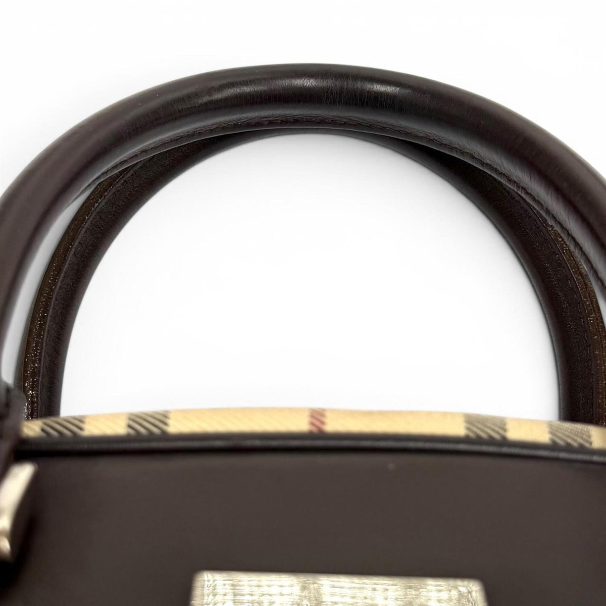 Burberry Beige Brown Leather Handbag (Pre-Owned)