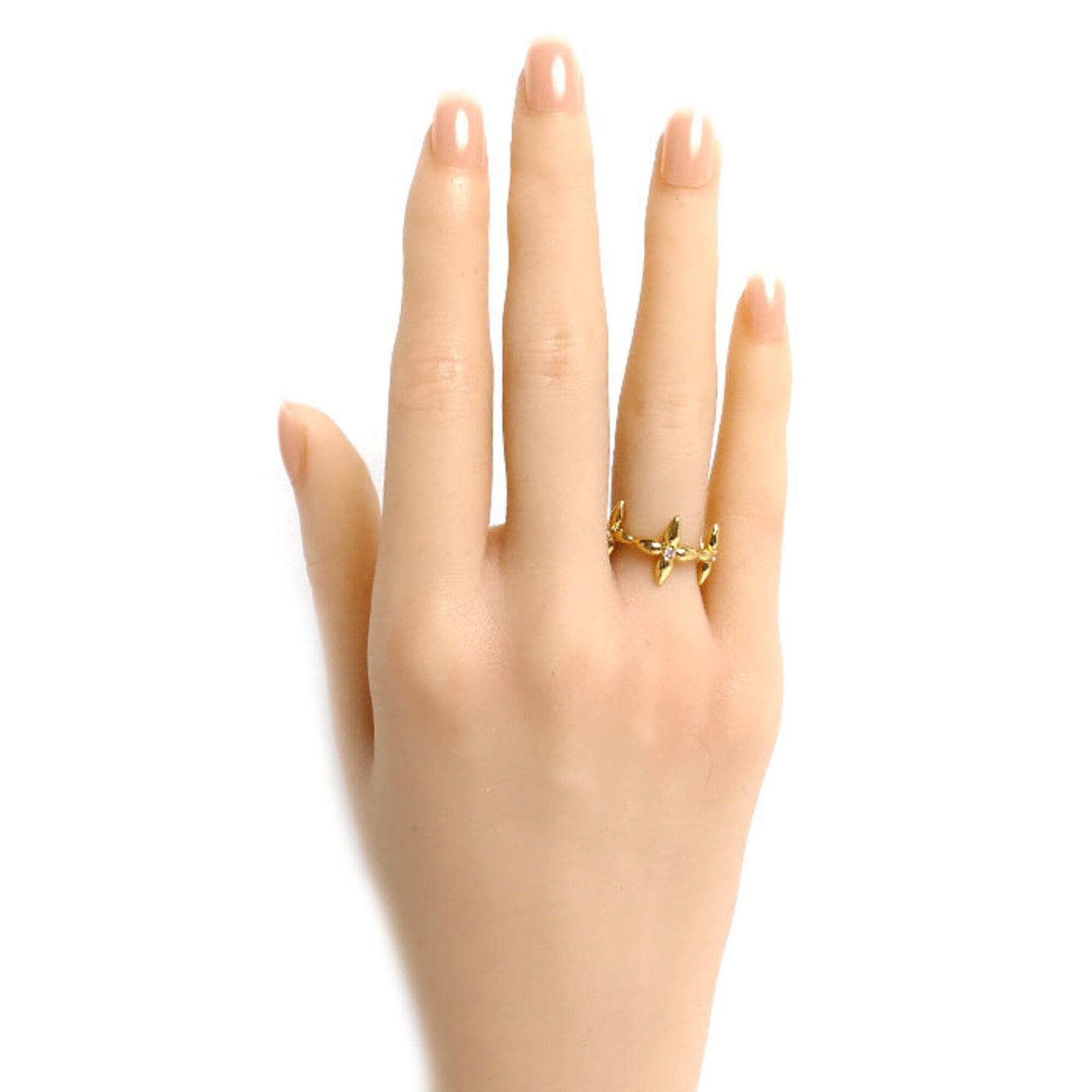 Louis Vuitton Gold Gold Plating Rhinestone Band Ring (Pre-Owned)