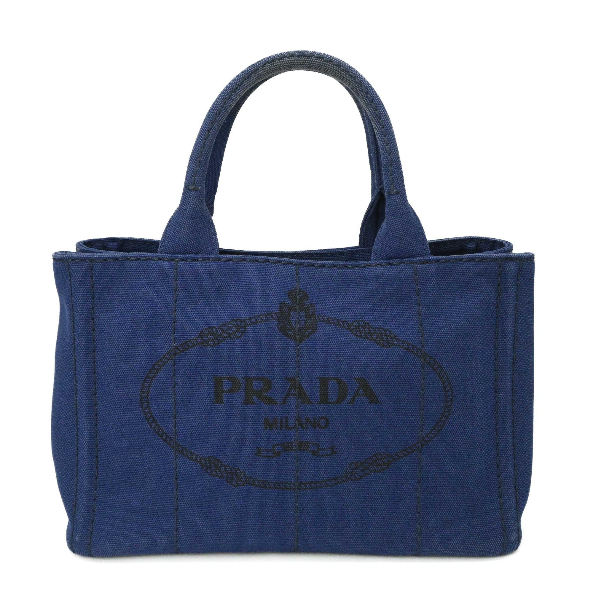 Prada Canapa Blue Canapa Handbag Tote Bag (Pre-Owned)