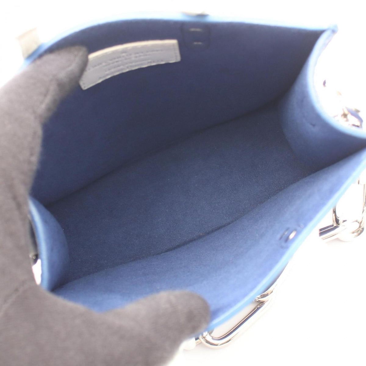 Louis Vuitton Navy White Leather Handbag Tote Bag (Pre-Owned)
