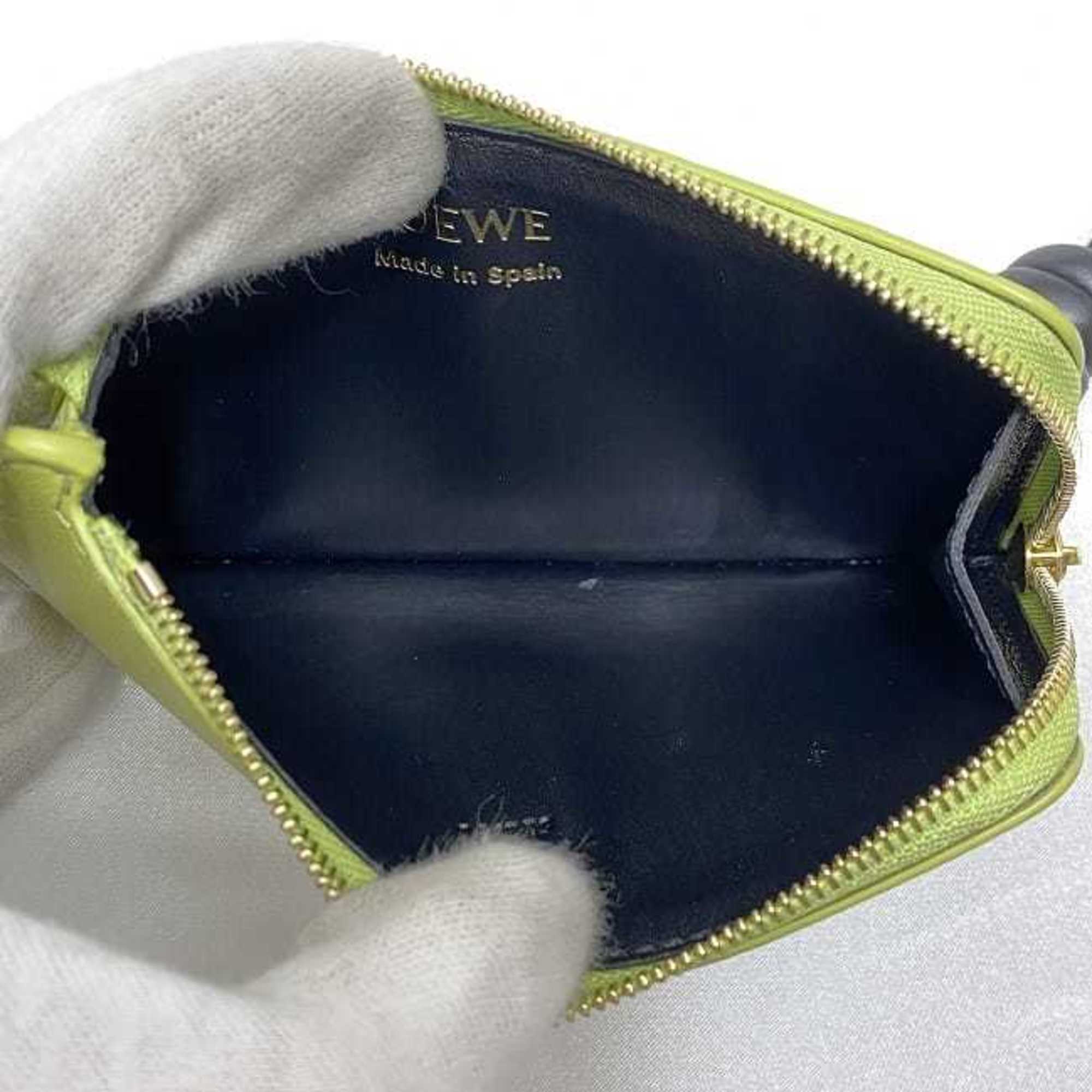 Loewe Black Light Green Leather Coin Purse/Coin Case (Pre-Owned)