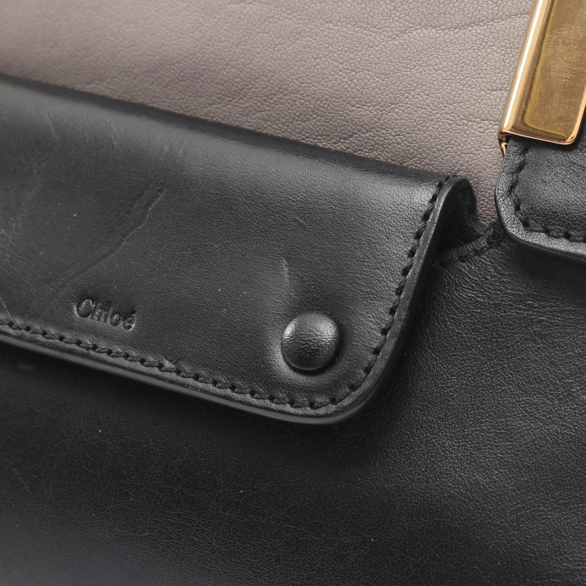 Chloé Black Gray Leather Handbag (Pre-Owned)