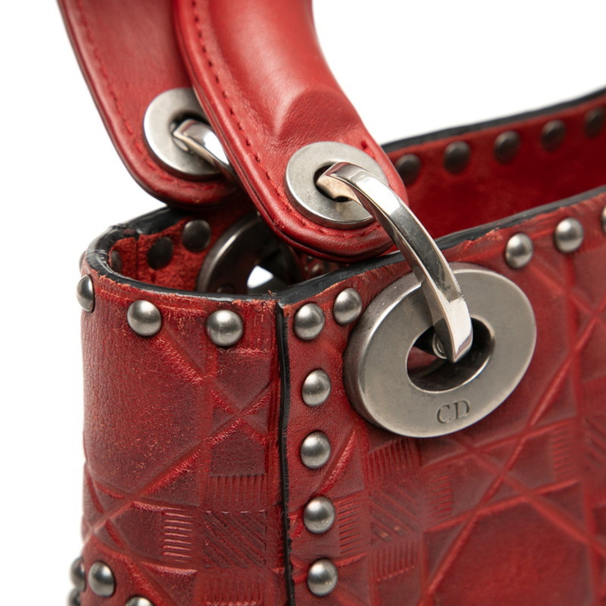 Christian Dior Red Color Leather Handbag Shoulder Bag (Pre-Owned)
