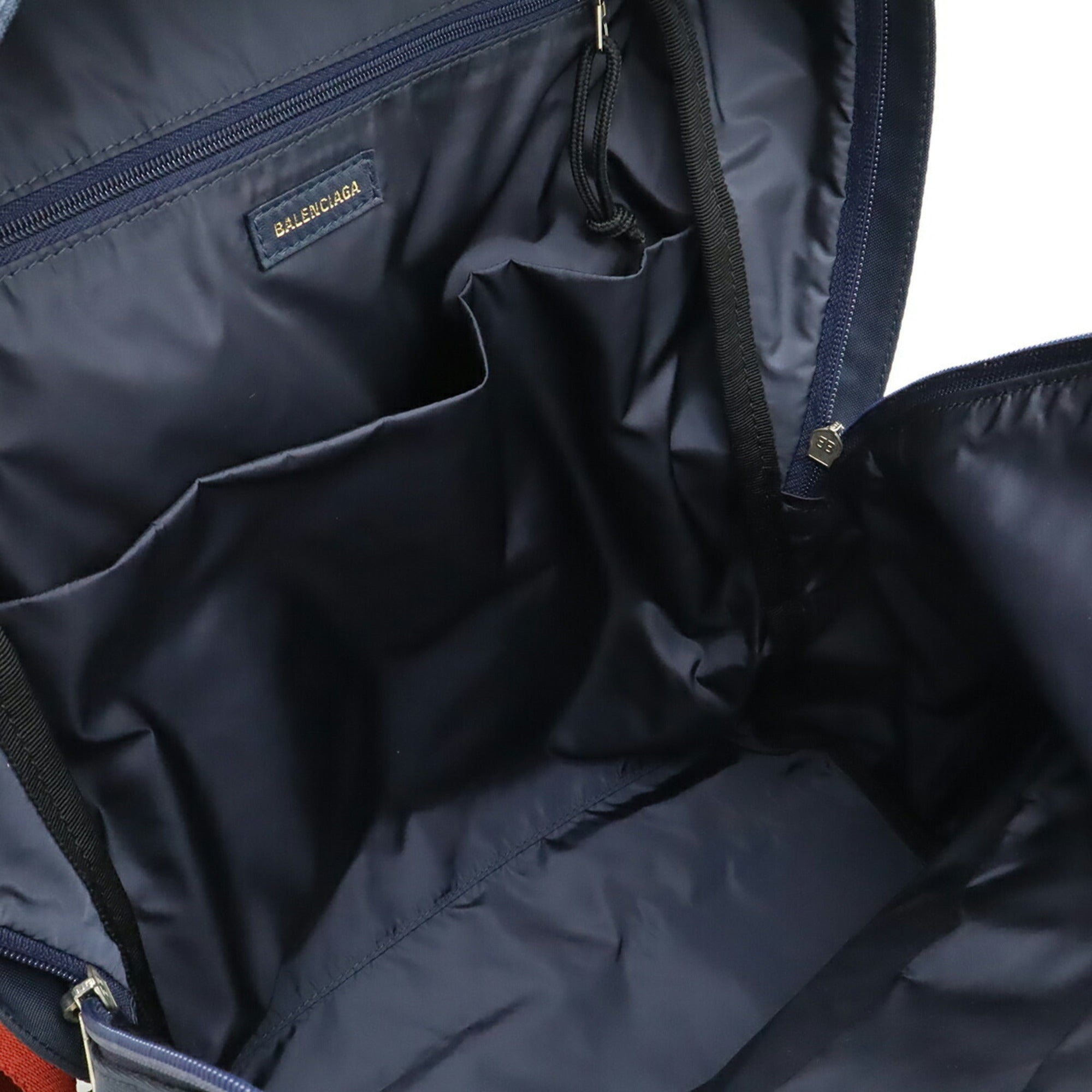 Balenciaga Navy Red Color White Nylon Canvas Backpack (Pre-Owned)