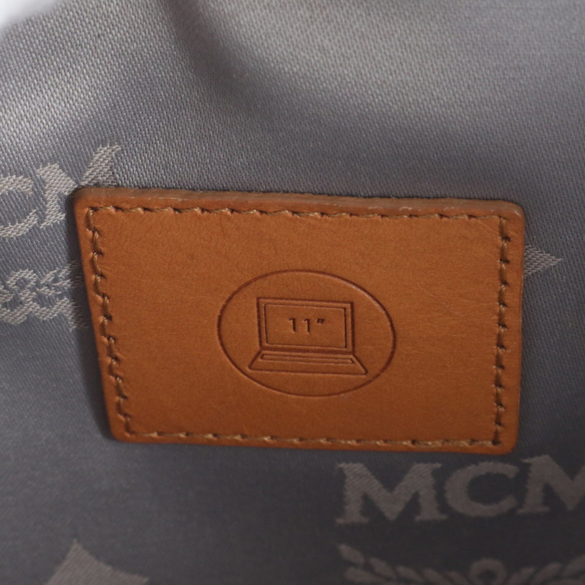 Mcm White Leather Coated Canvas Backpack Shoulder Bag (Pre-Owned)