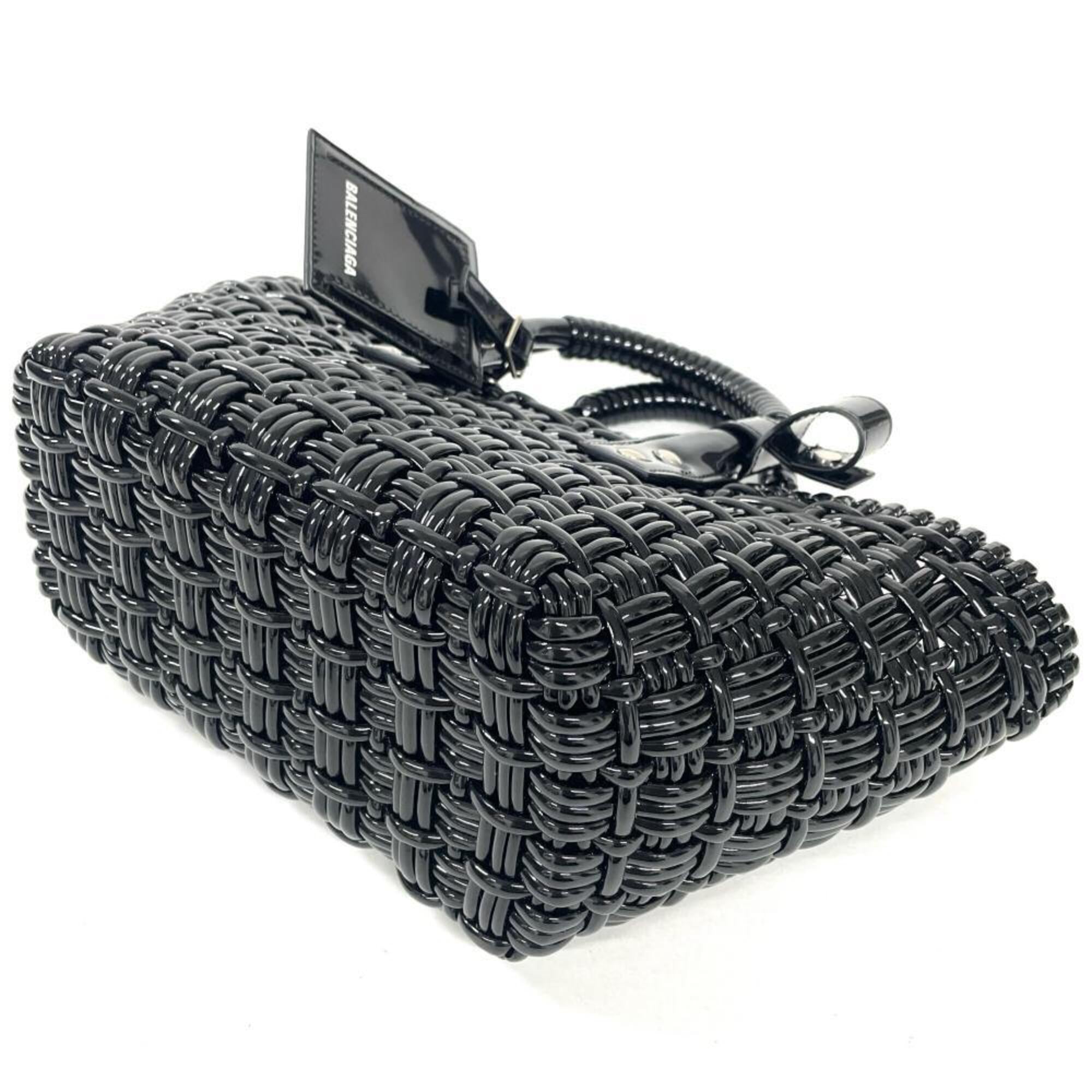 Balenciaga Black Leather Basket Handbag (Pre-Owned)