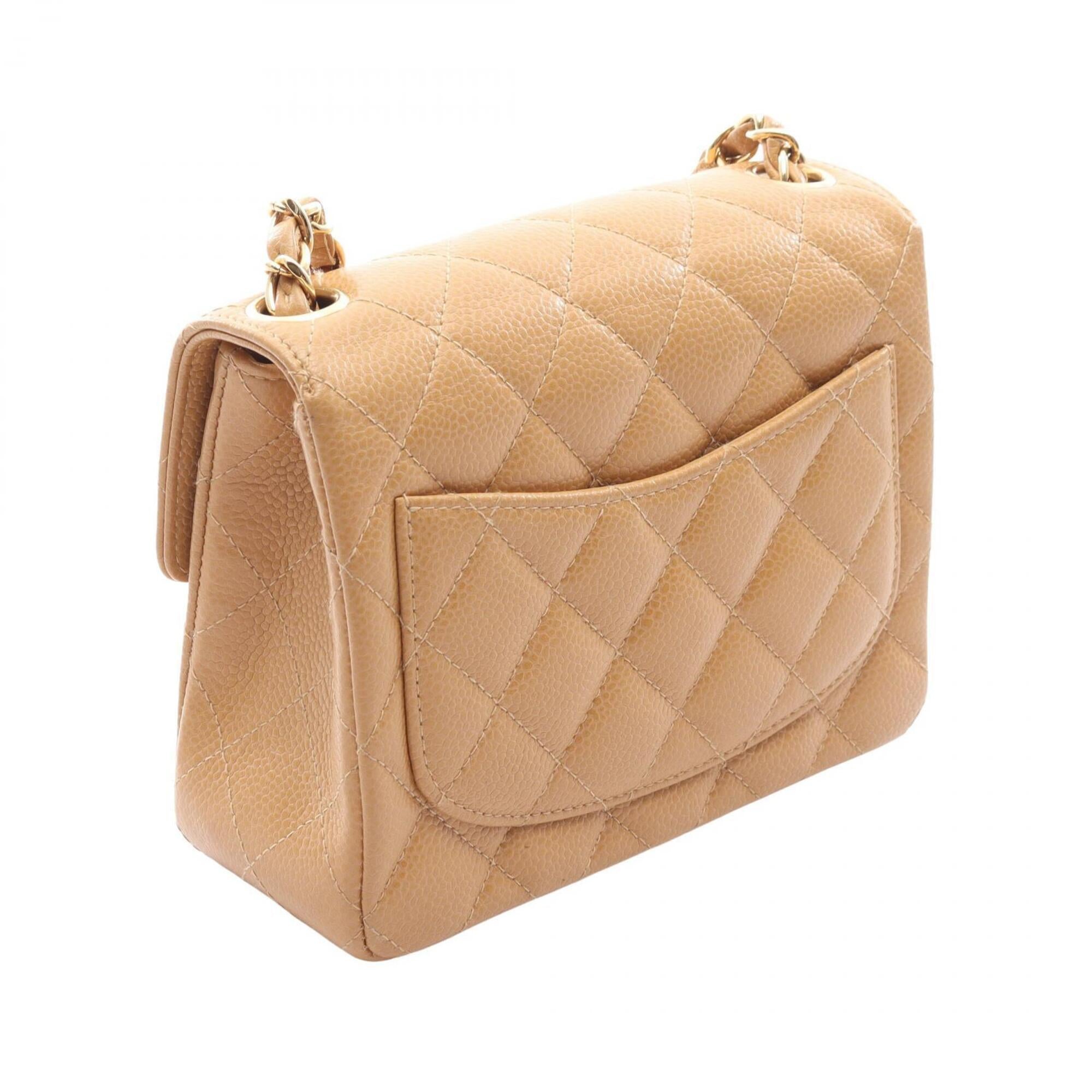 Chanel Beige Grained Calfskin Handbag Shoulder Bag (Pre-Owned)