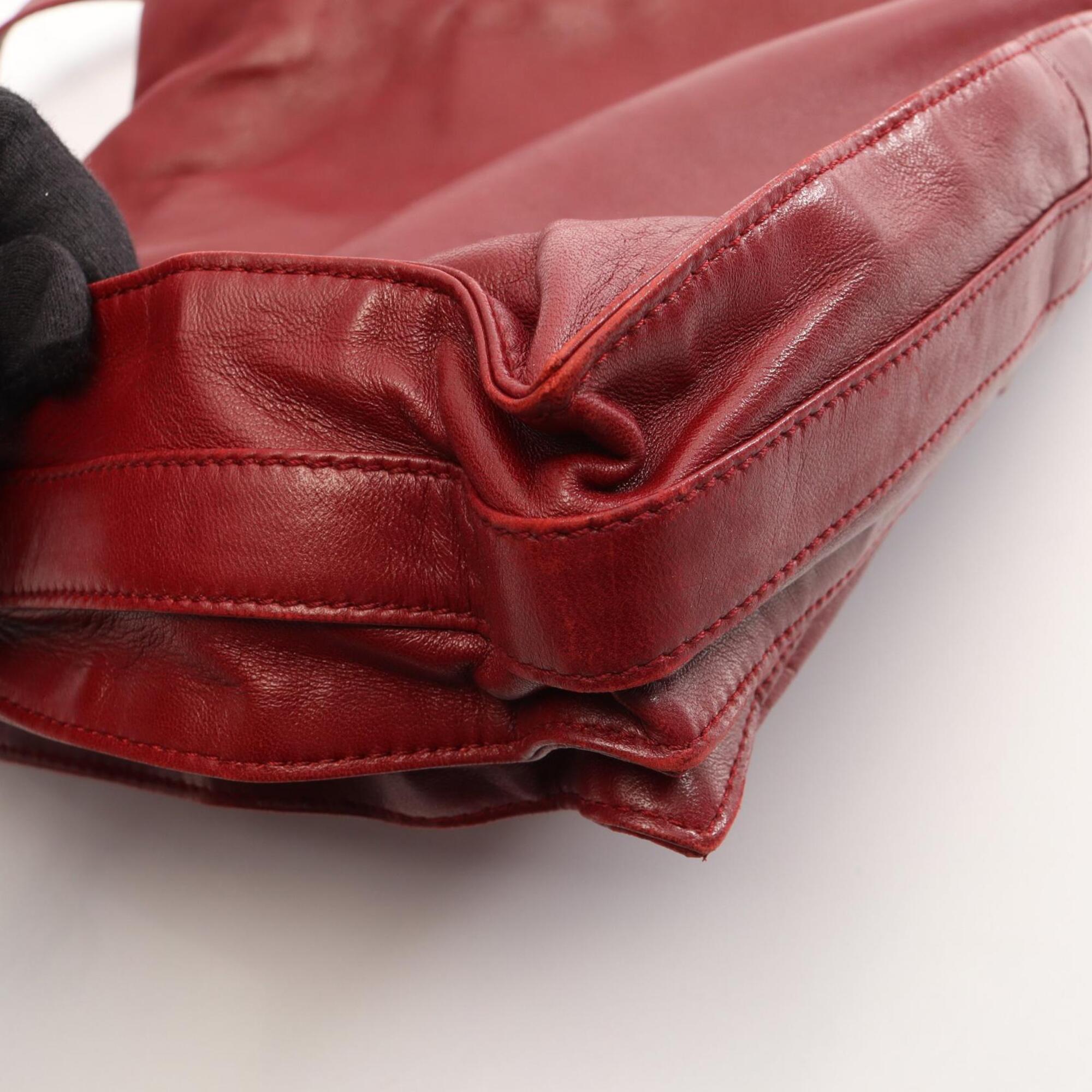 Loewe Bordeaux Leather Handbag Shoulder Bag (Pre-Owned)