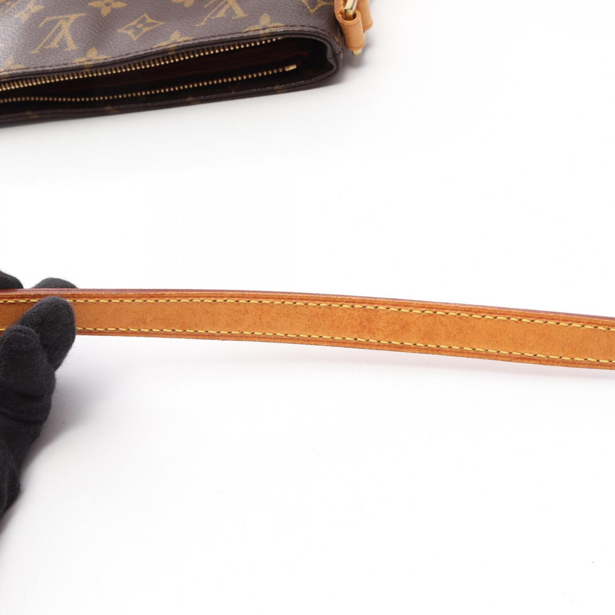 Louis Vuitton Brown Coated Canvas Leather Handbag Shoulder Bag (Pre-Owned)