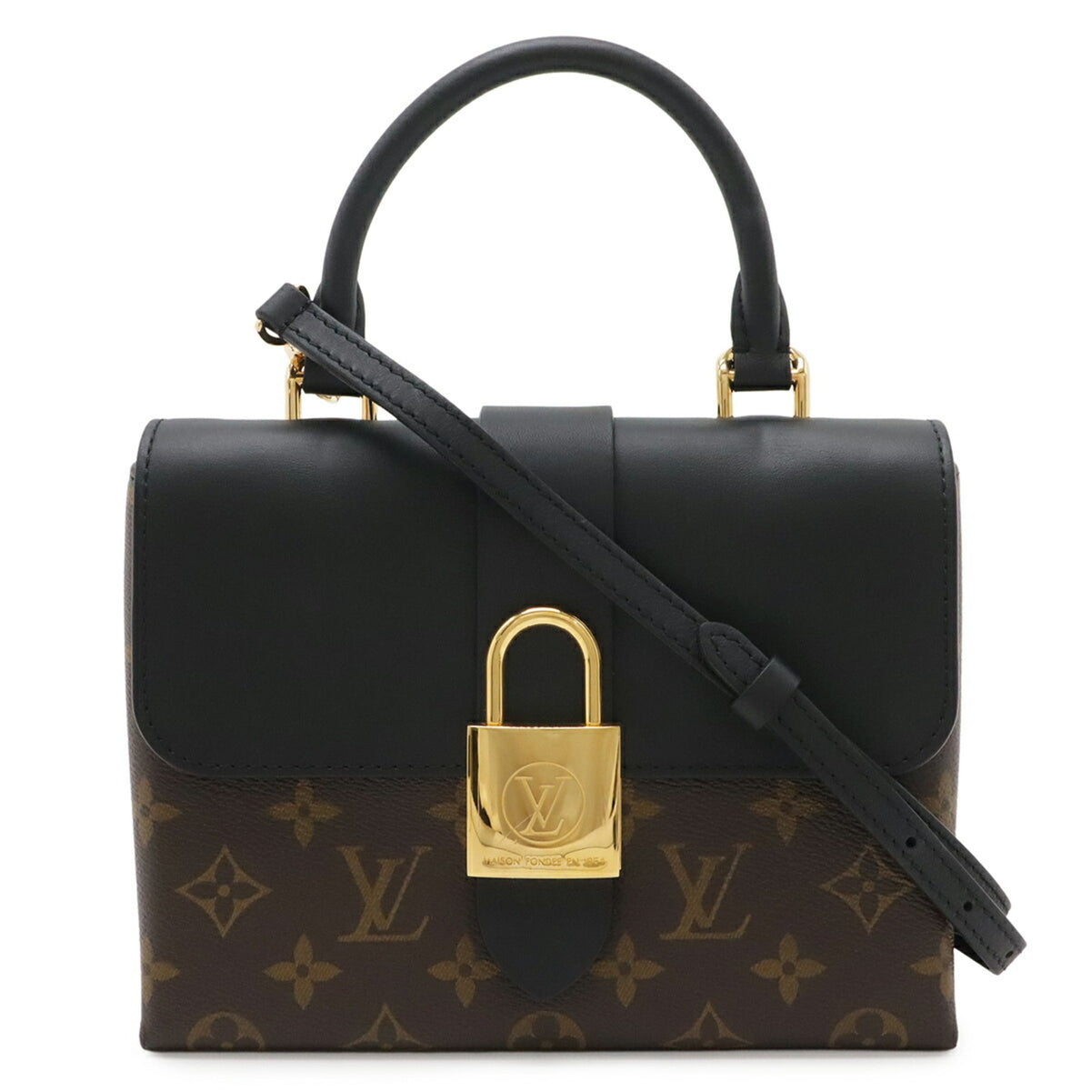 Louis Vuitton Noir Monogram Canvas Leather Handbag Shoulder Bag (Pre-Owned)