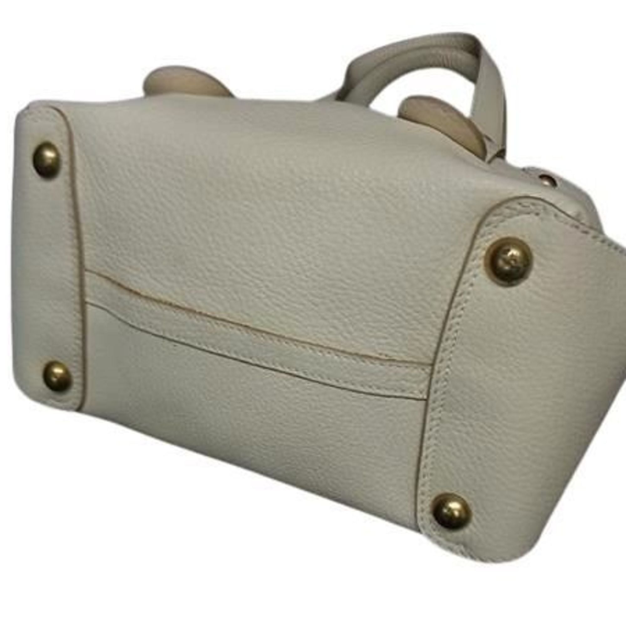 Salvatore Ferragamo Ivory Leather Handbag Shoulder Bag Tote Bag (Pre-Owned)