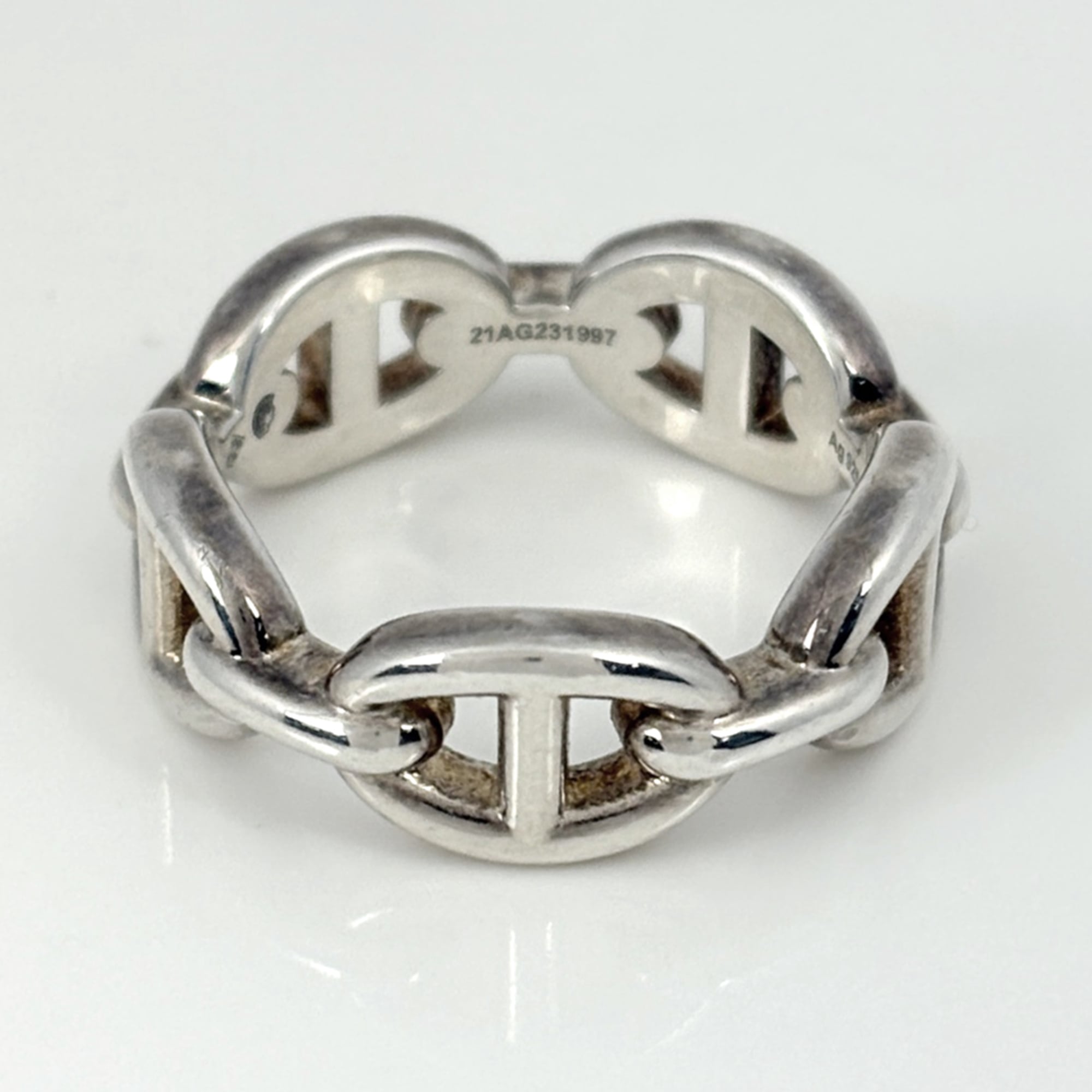 Hermes Chaine D'ancre Silver Silver 925 Band Ring (Pre-Owned)