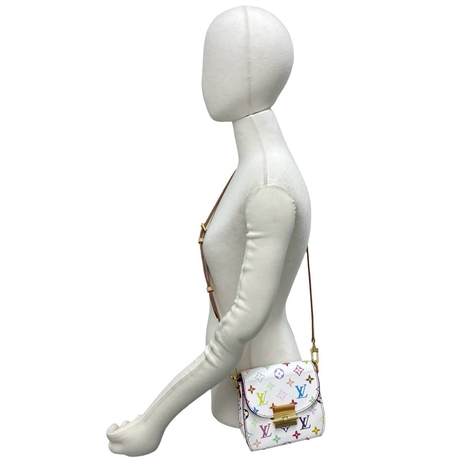 Louis Vuitton Multi-Color White Leather Pvc Shoulder Bag (Pre-Owned)