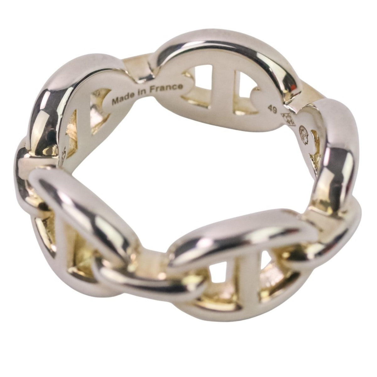 Hermes Silver Silver 925 Band Ring (Pre-Owned)
