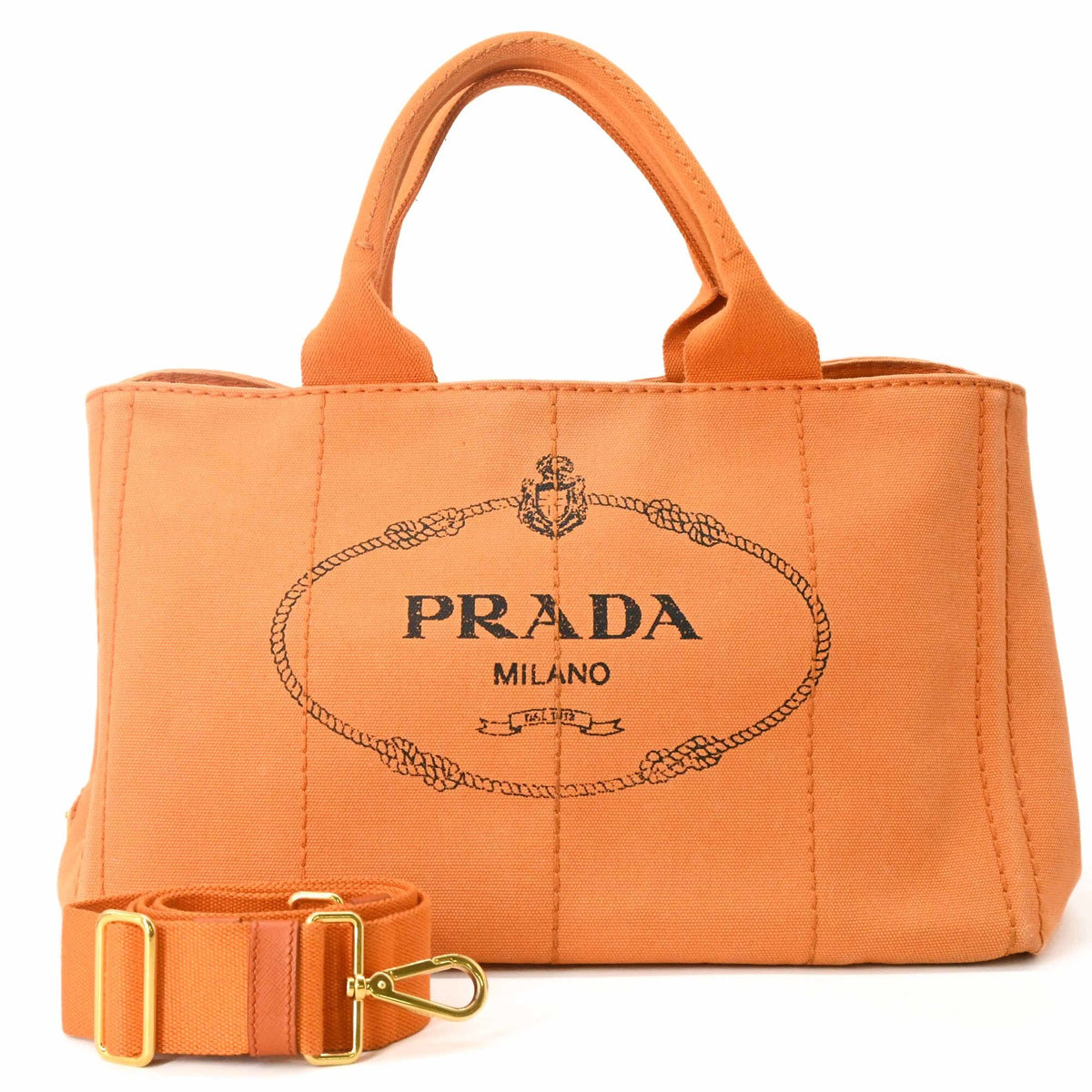Prada Orange Canvas Handbag Shoulder Bag Tote Bag (Pre-Owned)