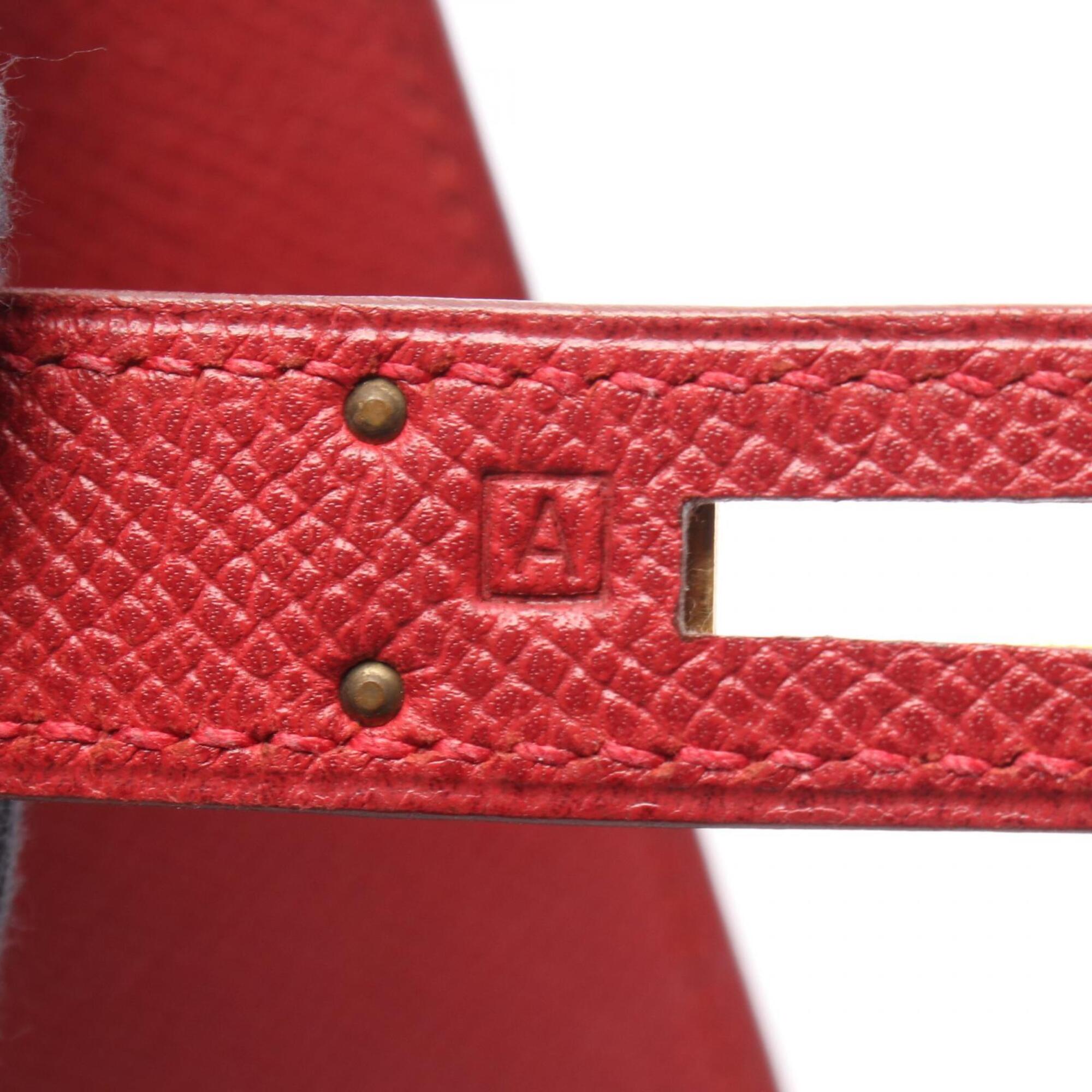 Hermes Red Color Courchevel Leather Handbag (Pre-Owned)
