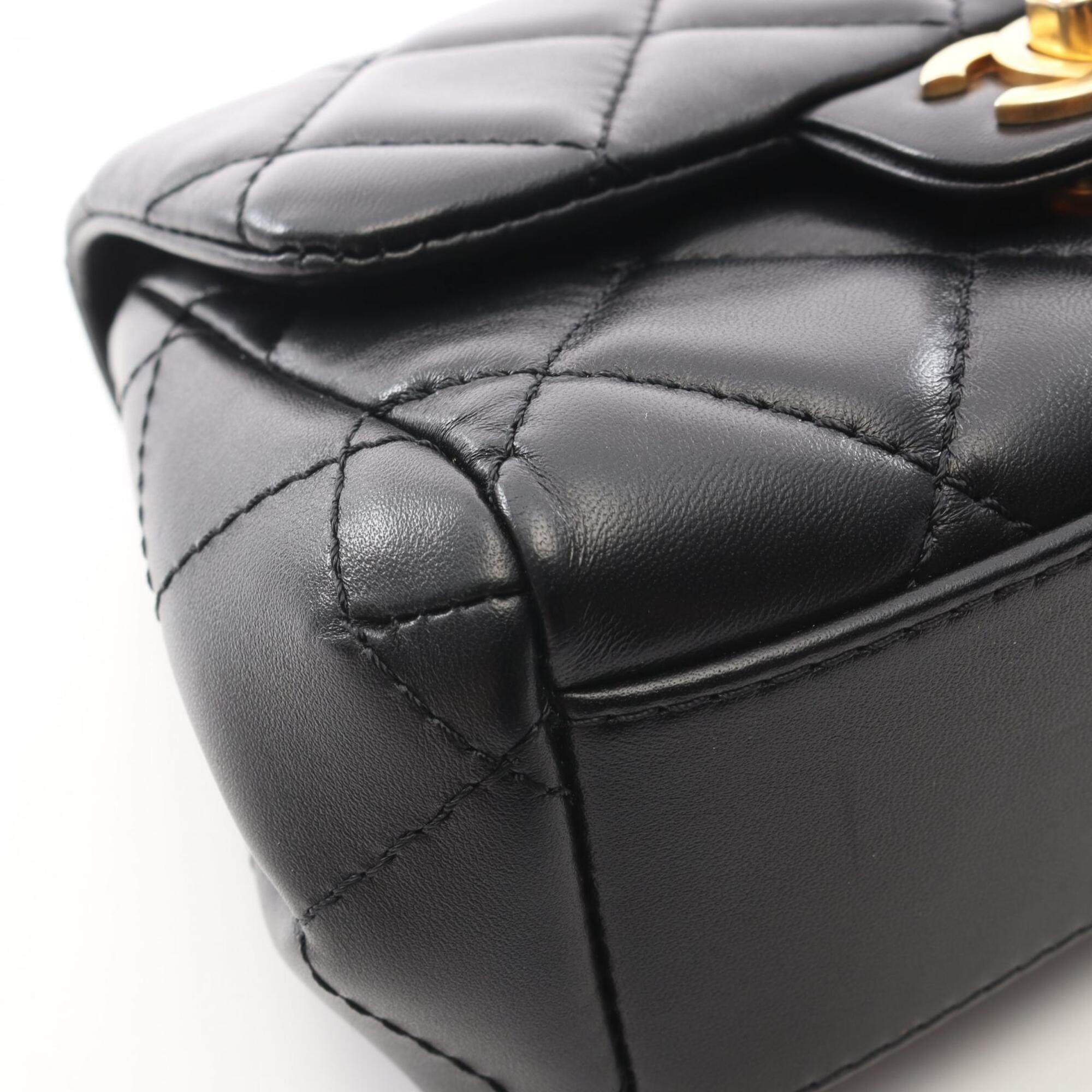 Chanel Black Leather Handbag Shoulder Bag (Pre-Owned)