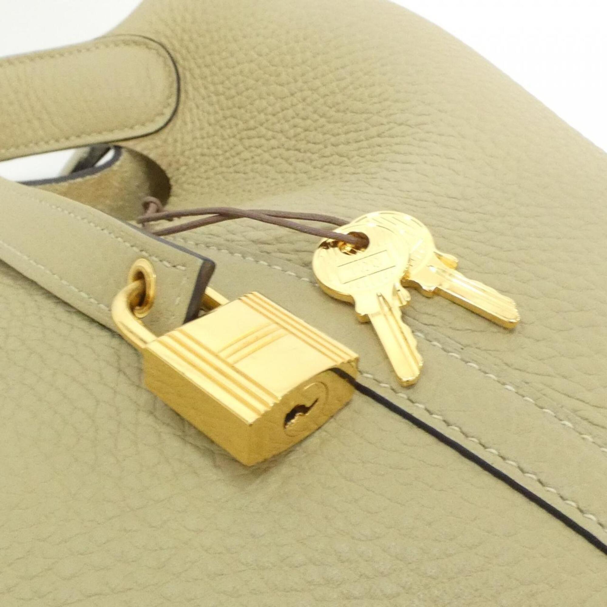 Hermes Gold Taurillon Clemence Leather Handbag (Pre-Owned)