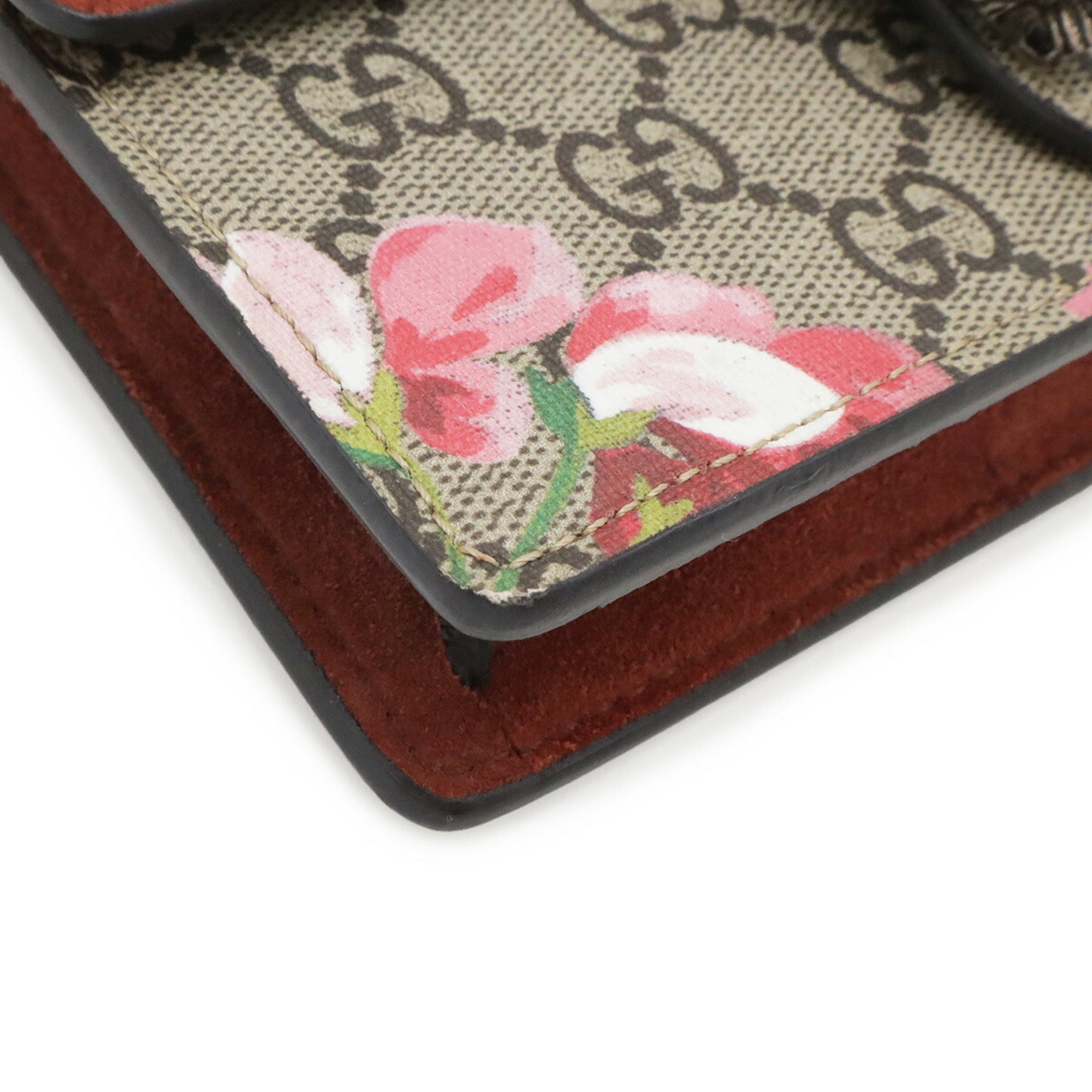 Gucci Gg Blooms Beige Multi-Color Pink Gg Supreme Suede Leather Shoulder Bag (Pre-Owned)