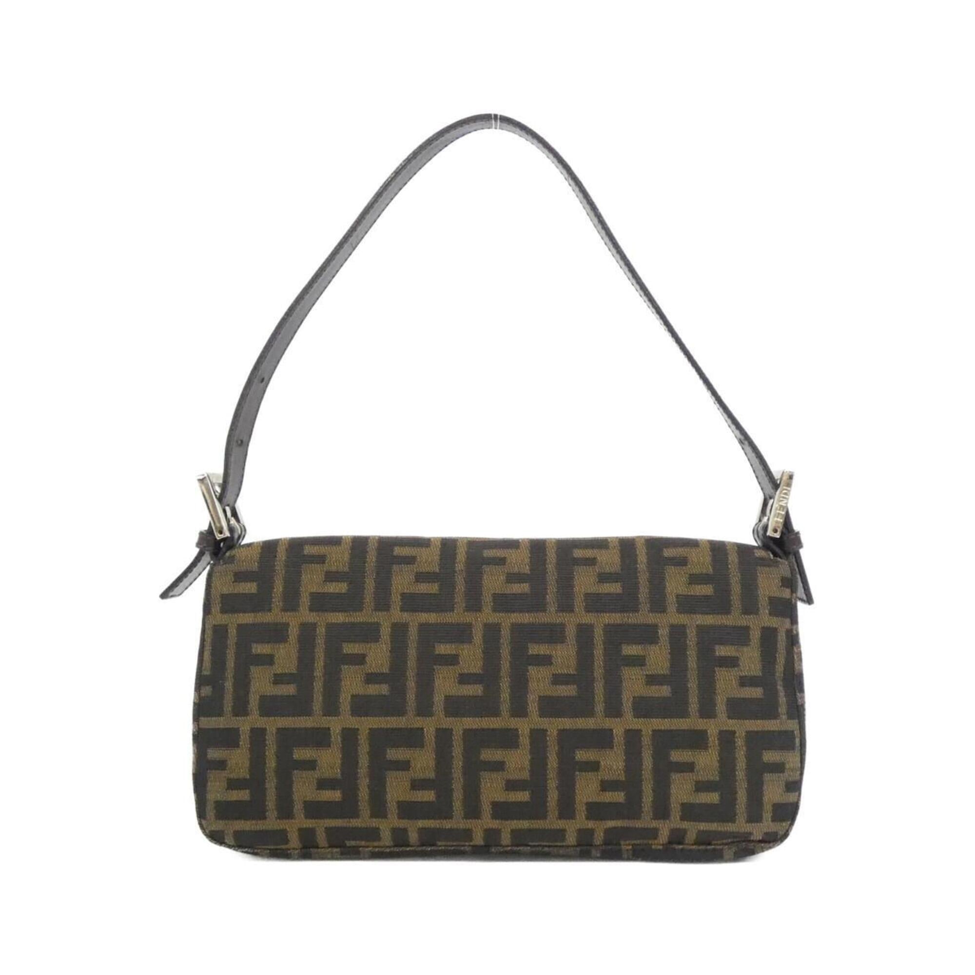 Fendi Baguette Brown Canvas Shoulder Bag (Pre-Owned)