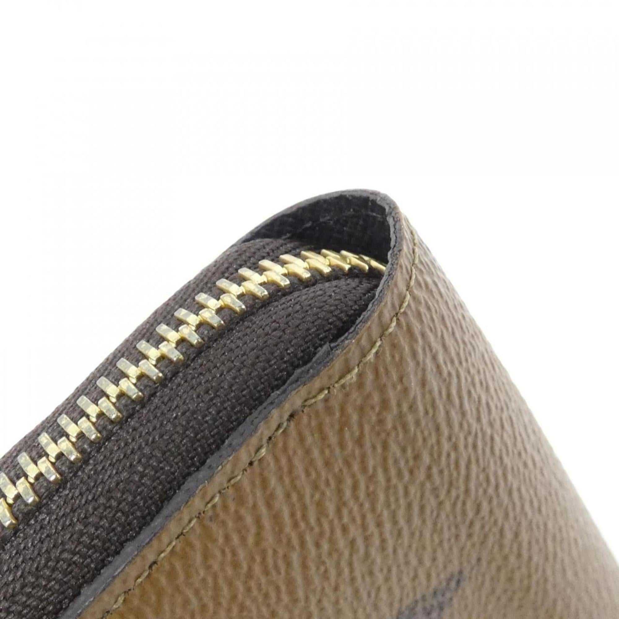 Louis Vuitton Beige Brown Brown Coated Canvas Long Wallet (Bi-Fold) (Pre-Owned)