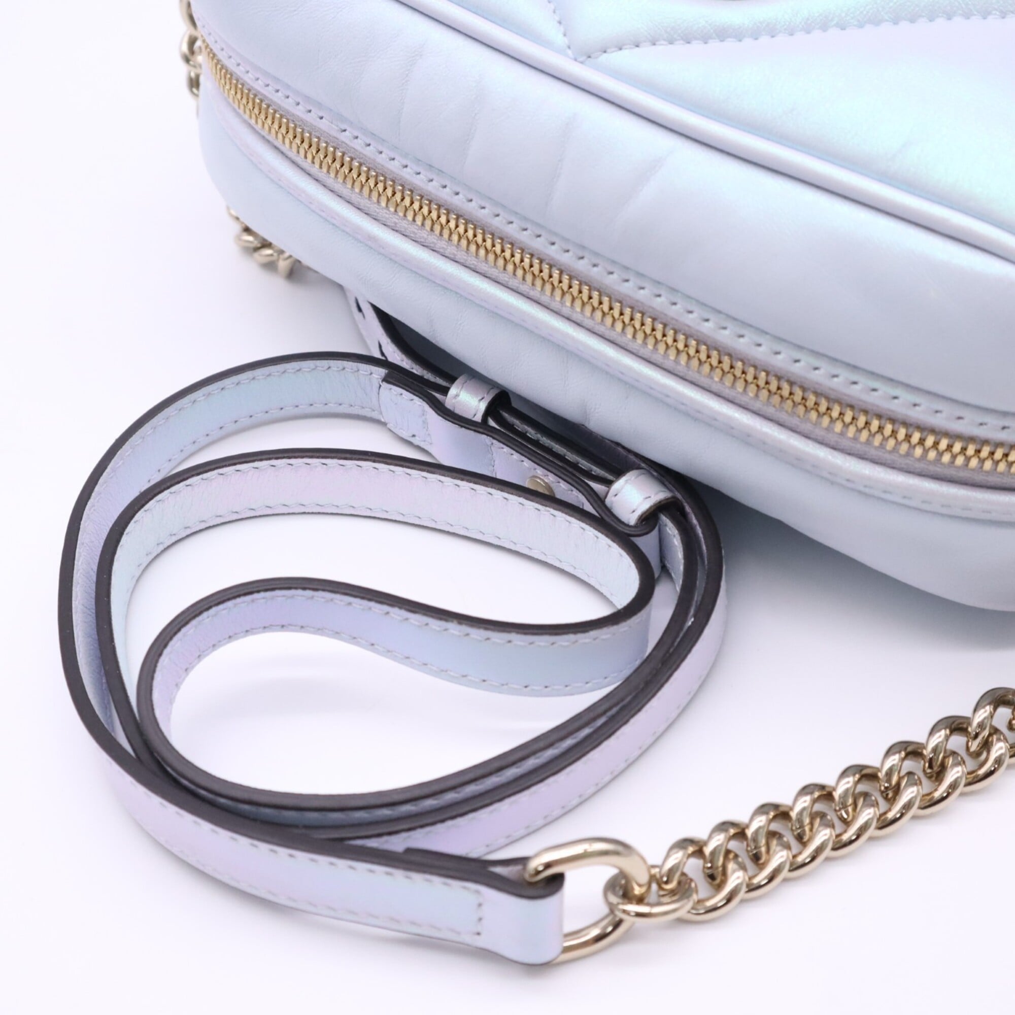 Gucci Gg Marmont Blue Leather Shoulder Bag (Pre-Owned)