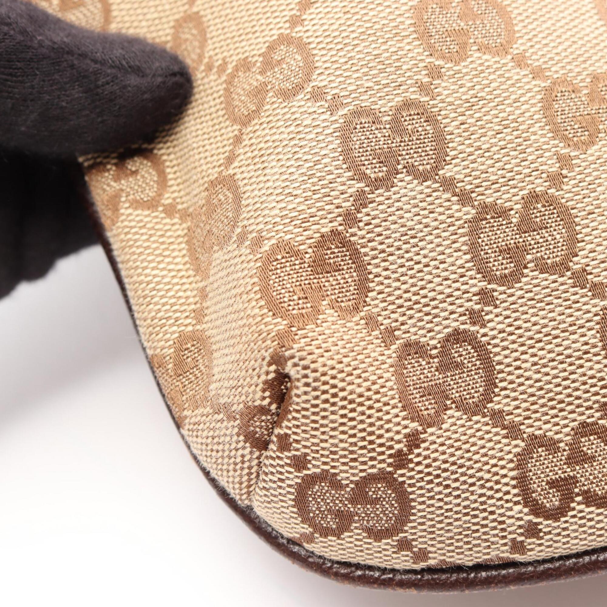 Gucci Beige Brown Canvas Leather Handbag Shoulder Bag (Pre-Owned)