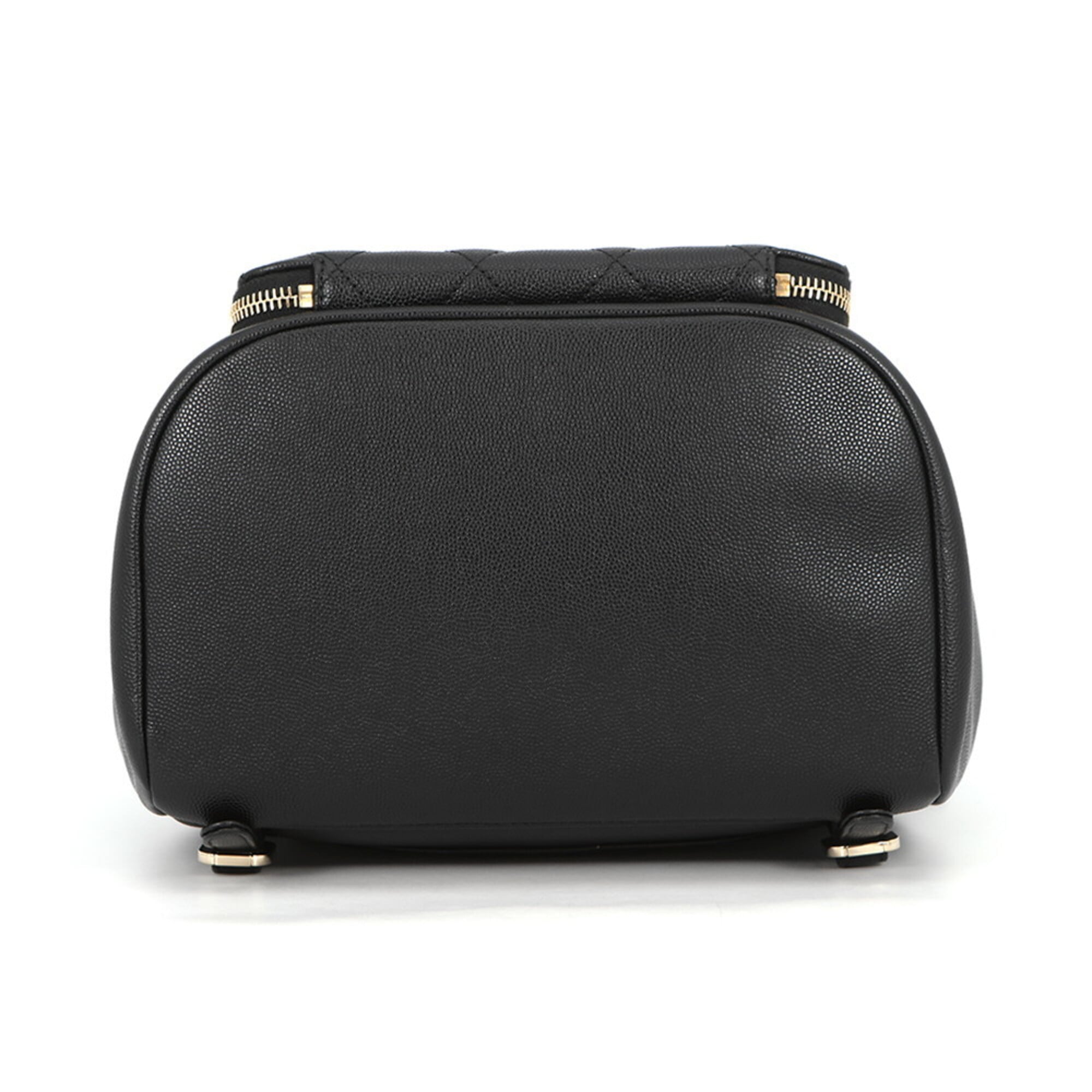Chanel Black Grained Calfskin Backpack Handbag (Pre-Owned)