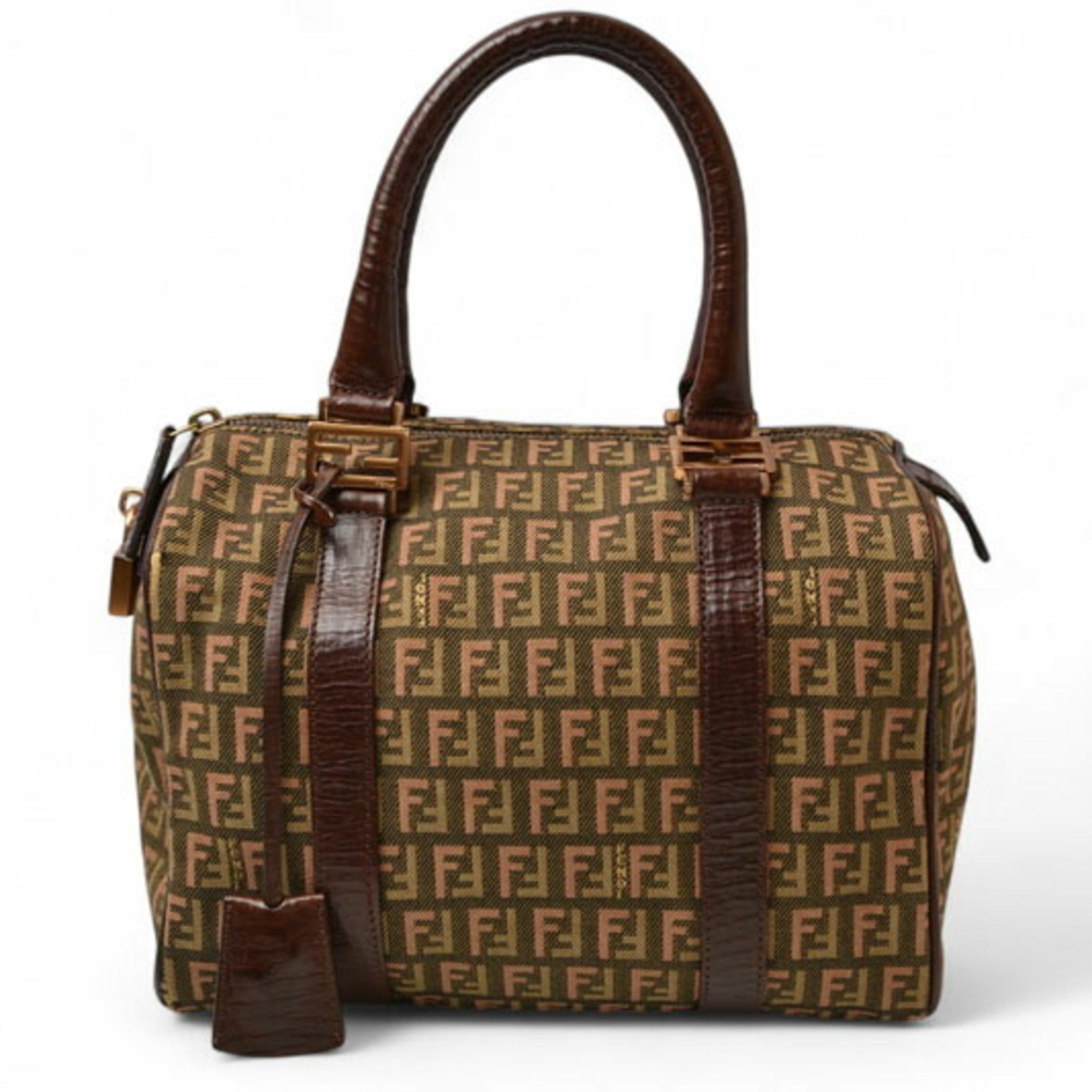 Fendi Zucca Khaki Brown Zucca Canvas Handbag (Pre-Owned)