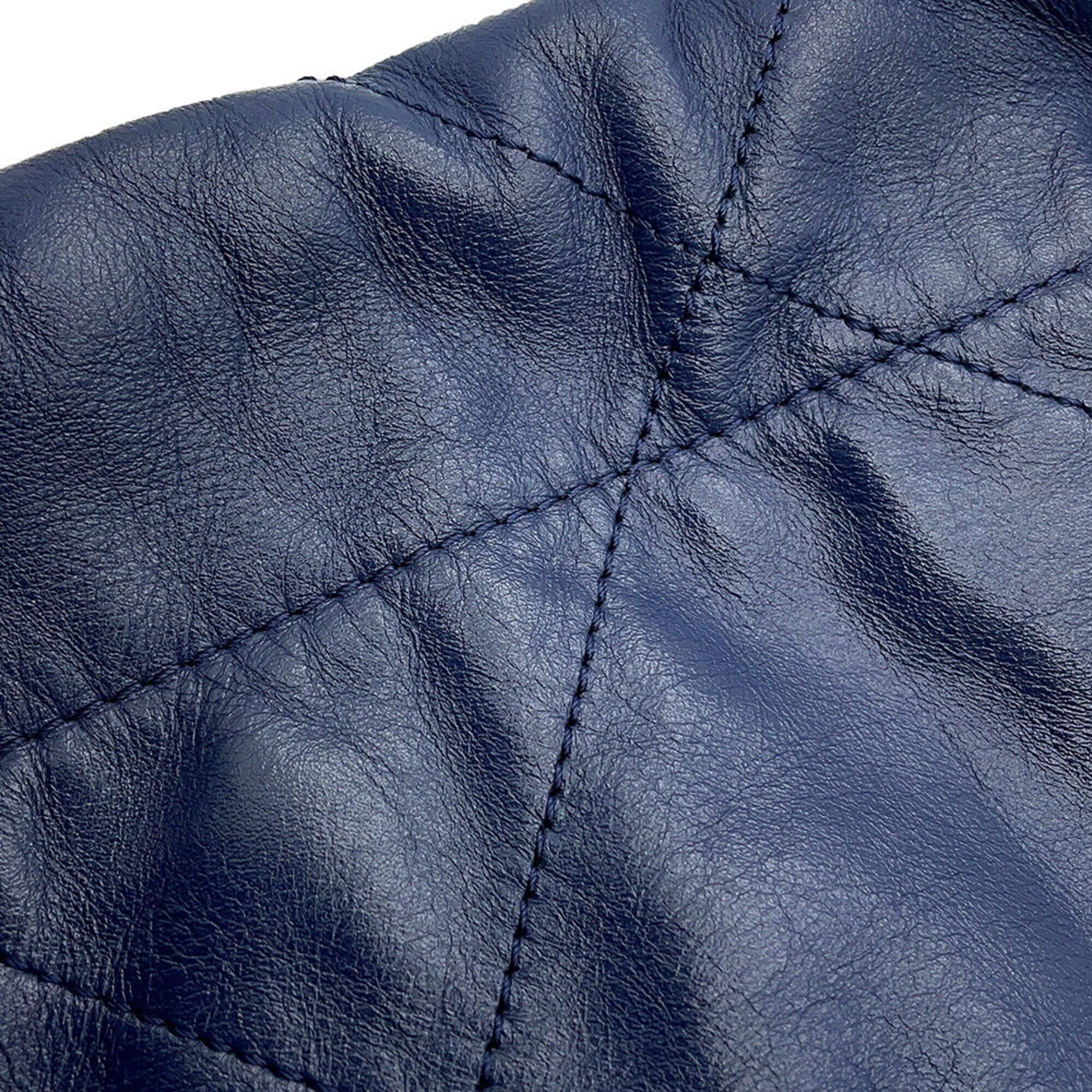 Chanel Matelasse Navy Leather Handbag Pouch (Pre-Owned)