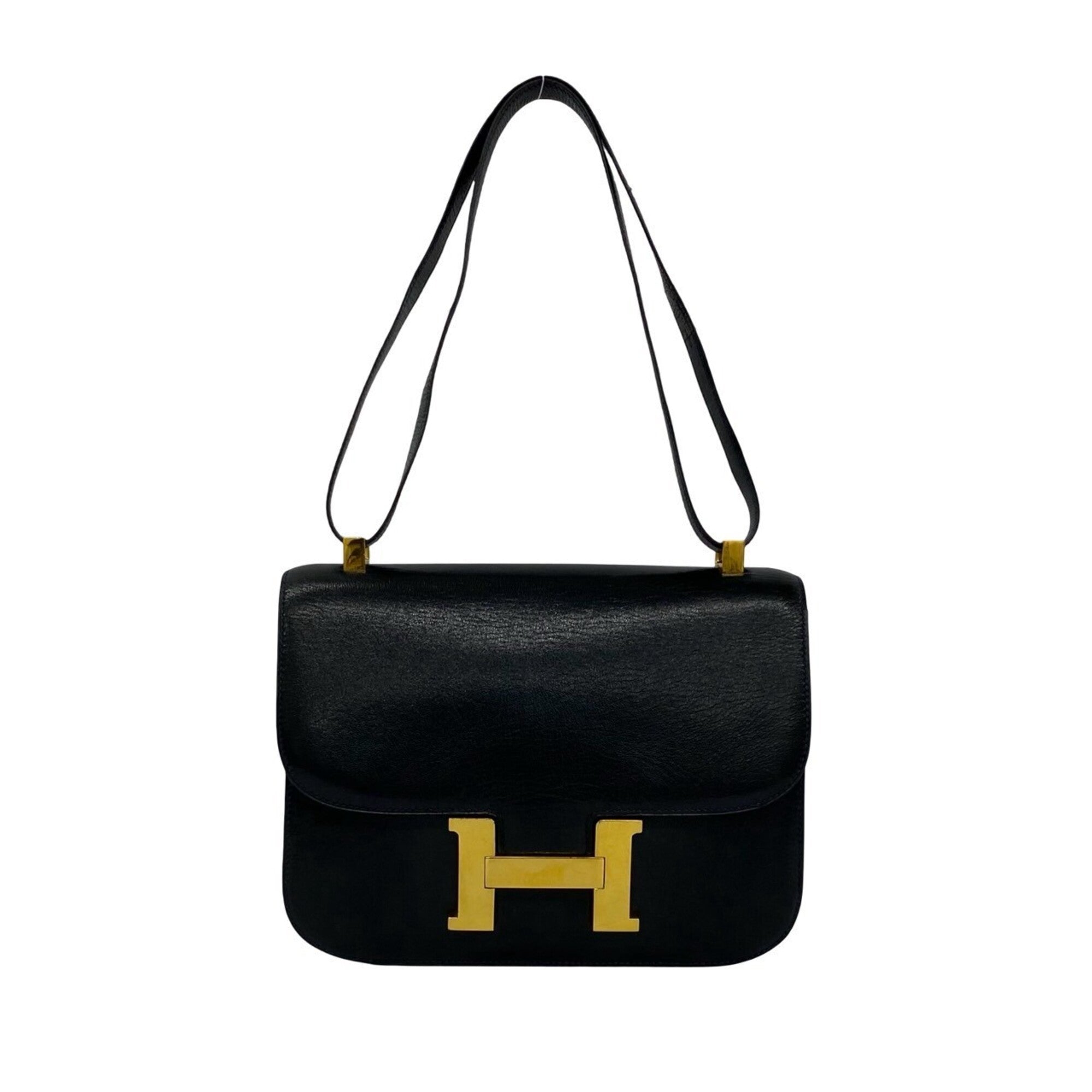 Hermes Navy Leather Handbag Shoulder Bag (Pre-Owned)
