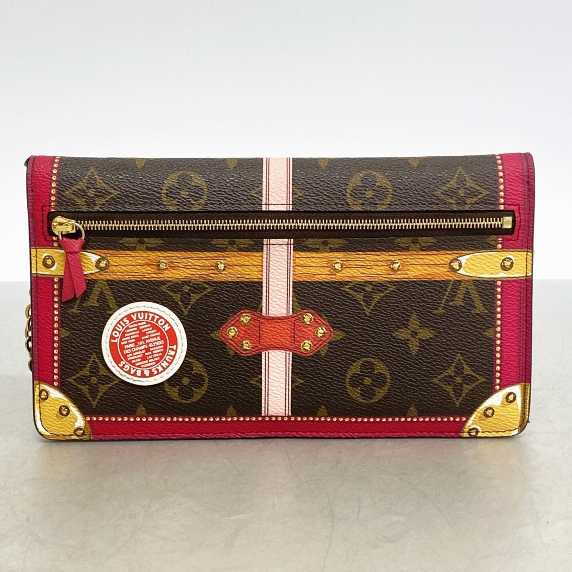 Louis Vuitton Brown Pink Chain/Shoulder Wallet (Pre-Owned)