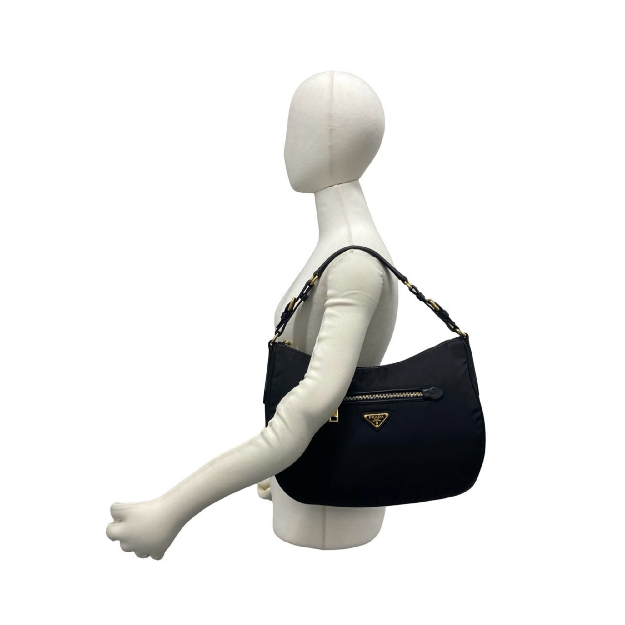 Prada Black Nylon Leather Handbag Shoulder Bag (Pre-Owned)