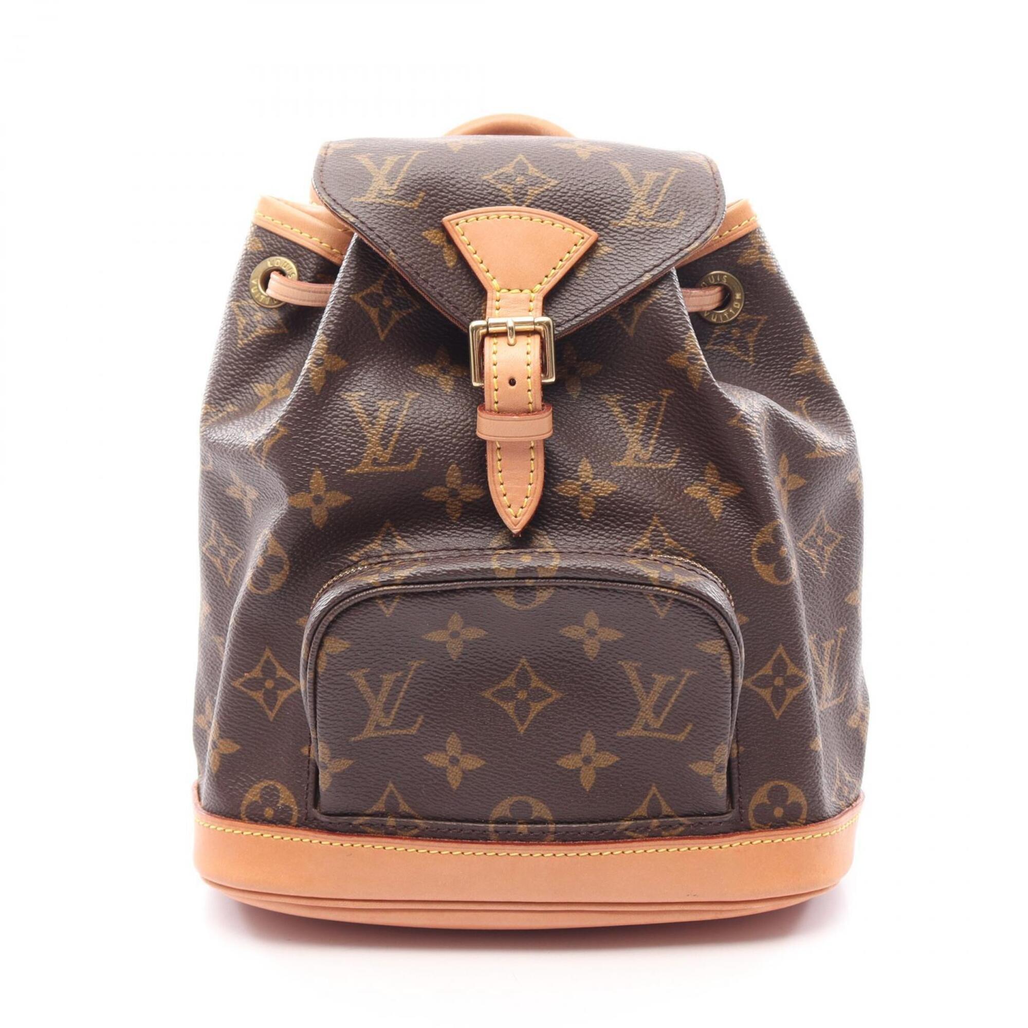 Louis Vuitton Brown Coated Canvas Leather Backpack Handbag (Pre-Owned)