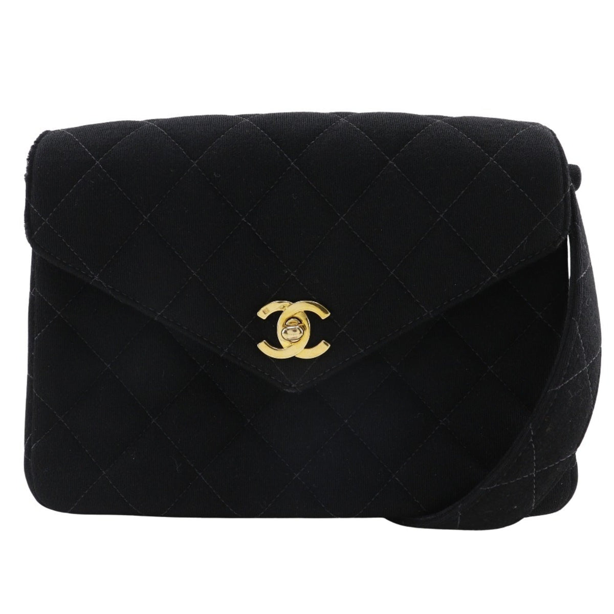 Chanel Black Cotton Shoulder Bag (Pre-Owned)