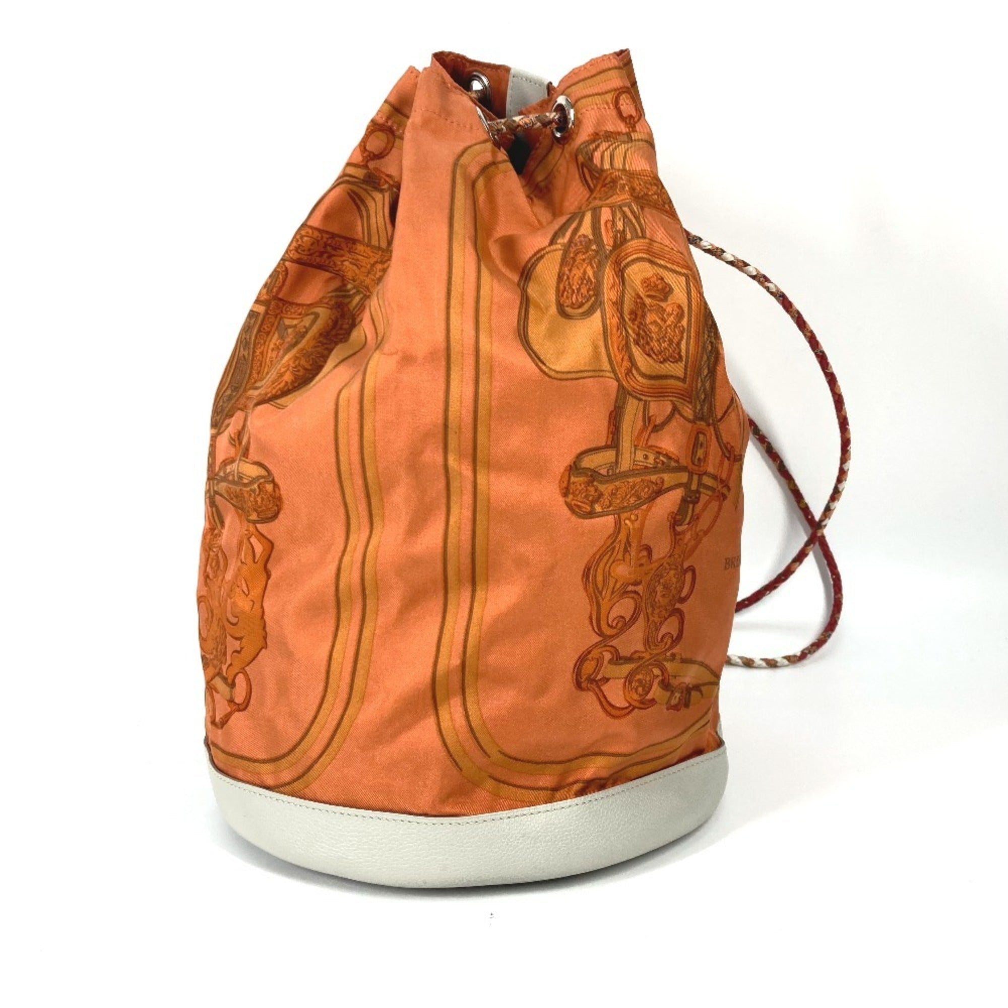 Hermes Orange White Silk Leather Shoulder Bag (Pre-Owned)
