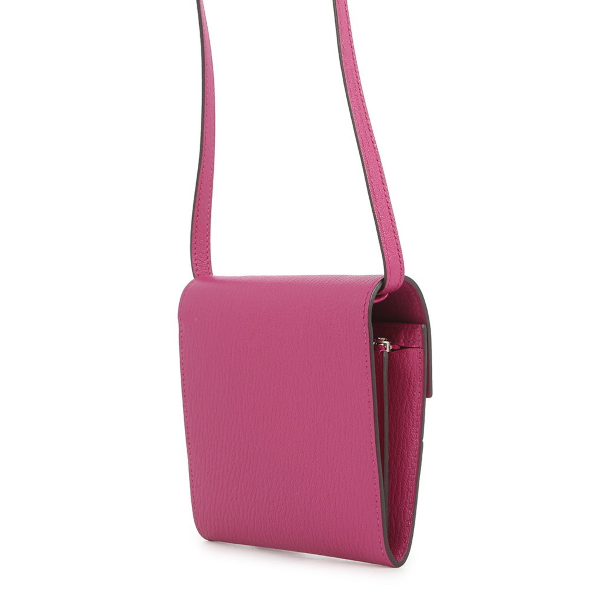 Hermes Rose Purple Chevre Myzore Leather Chain/Shoulder Wallet (Pre-Owned)